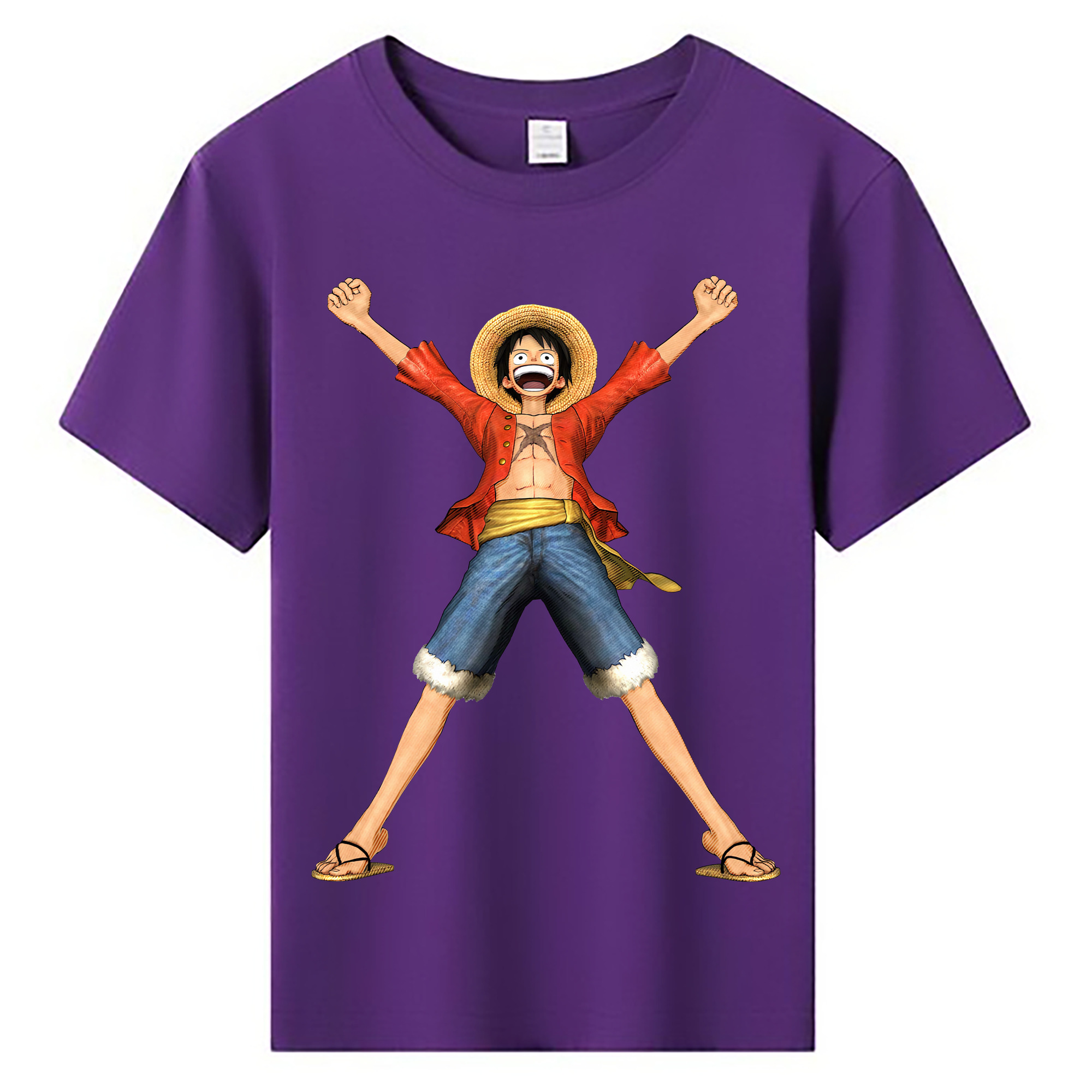 ワンピース モンキー・D・ルフィ ONE PIECE Monkey D. Luffy 綿100％キッズTシャツ（フロントプリント）