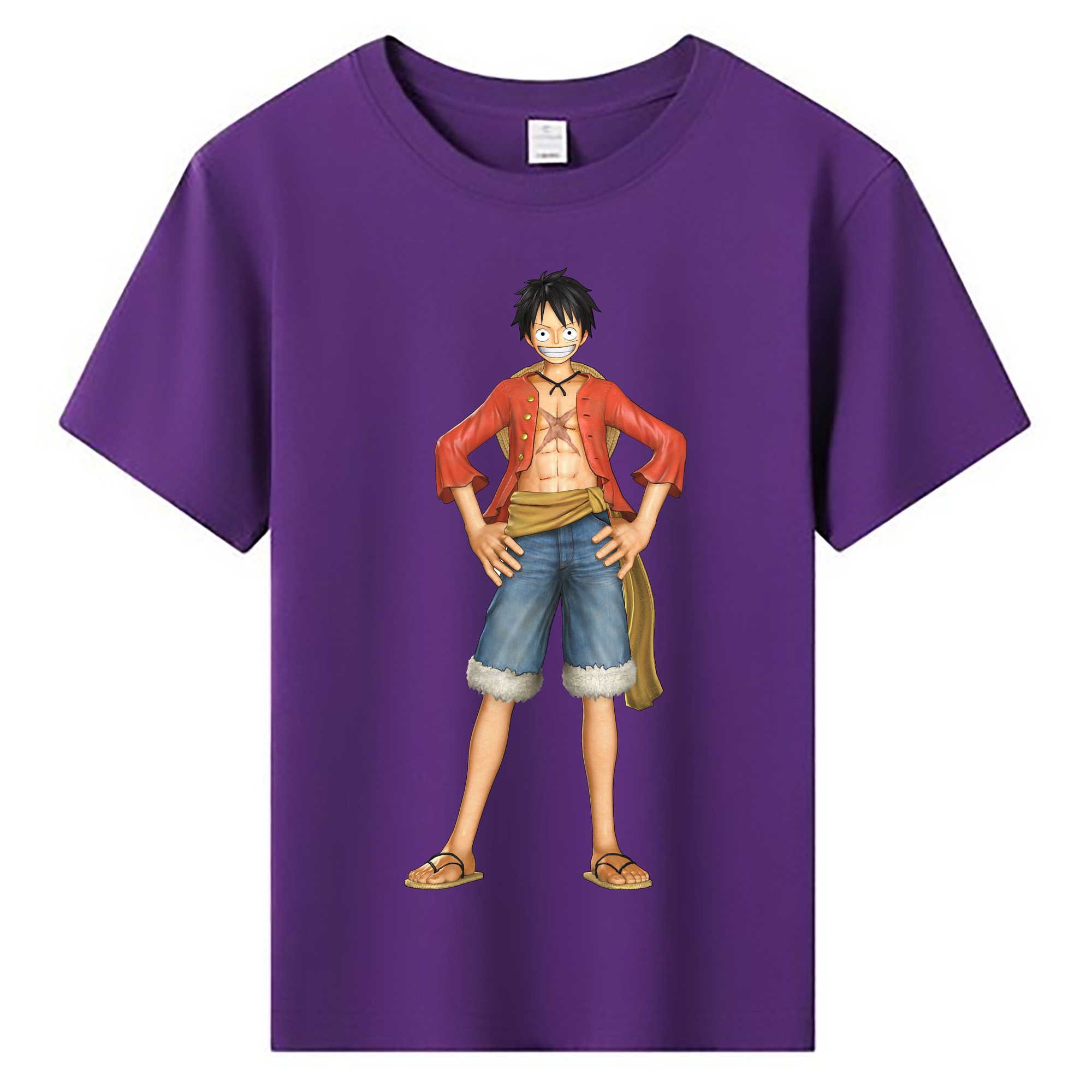 ワンピース モンキー・D・ルフィ ONE PIECE Monkey D. Luffy 綿100％キッズTシャツ（フロントプリント）