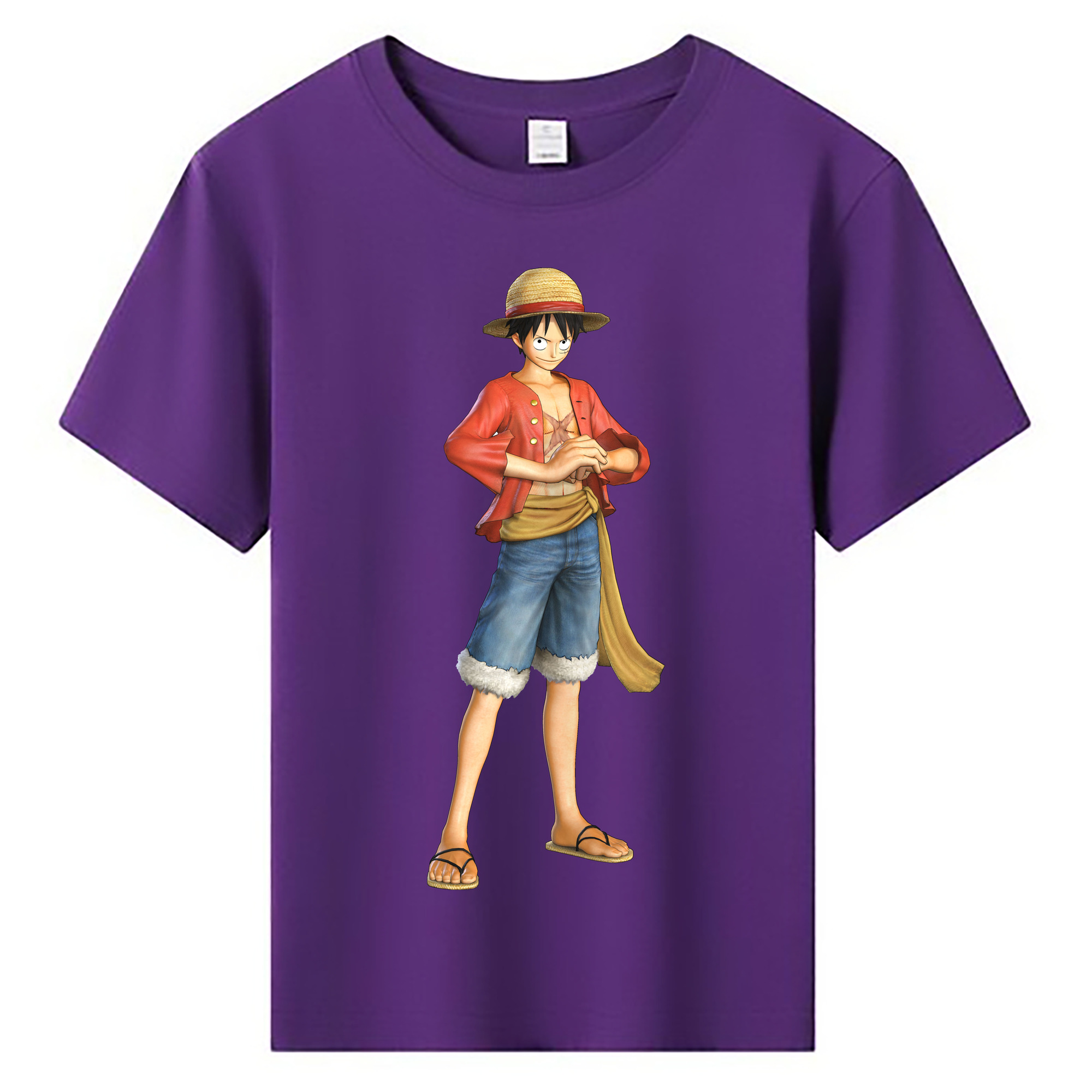 ワンピース モンキー・D・ルフィ ONE PIECE Monkey D. Luffy 綿100％キッズTシャツ（フロントプリント）