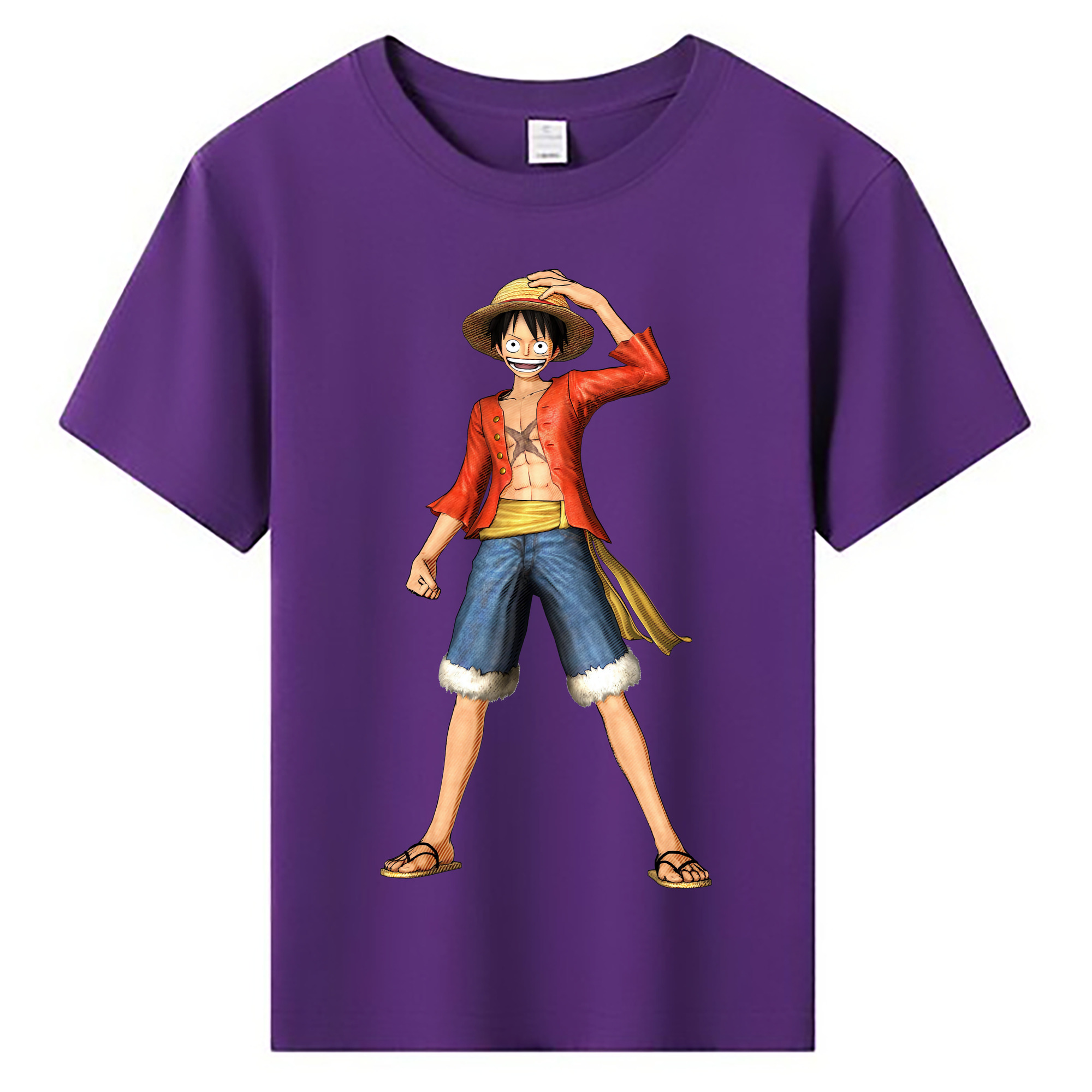 ワンピース モンキー・D・ルフィ ONE PIECE Monkey D. Luffy 綿100％キッズTシャツ（フロントプリント）