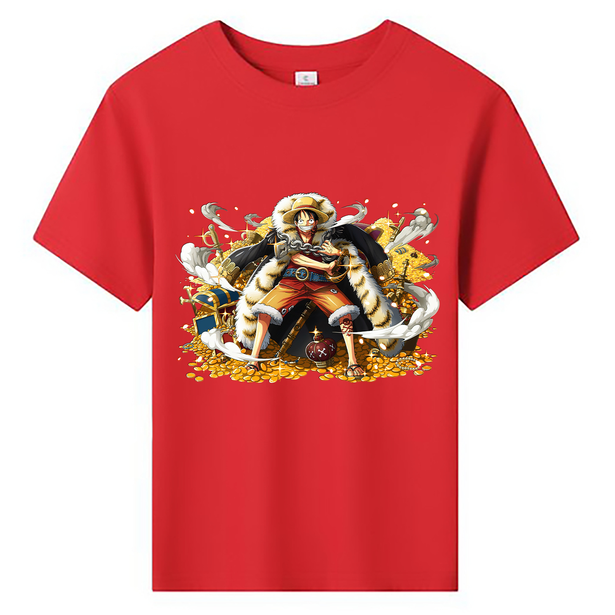 ワンピース モンキー・D・ルフィ ONE PIECE Monkey D. Luffy 綿100％キッズTシャツ（フロントプリント）