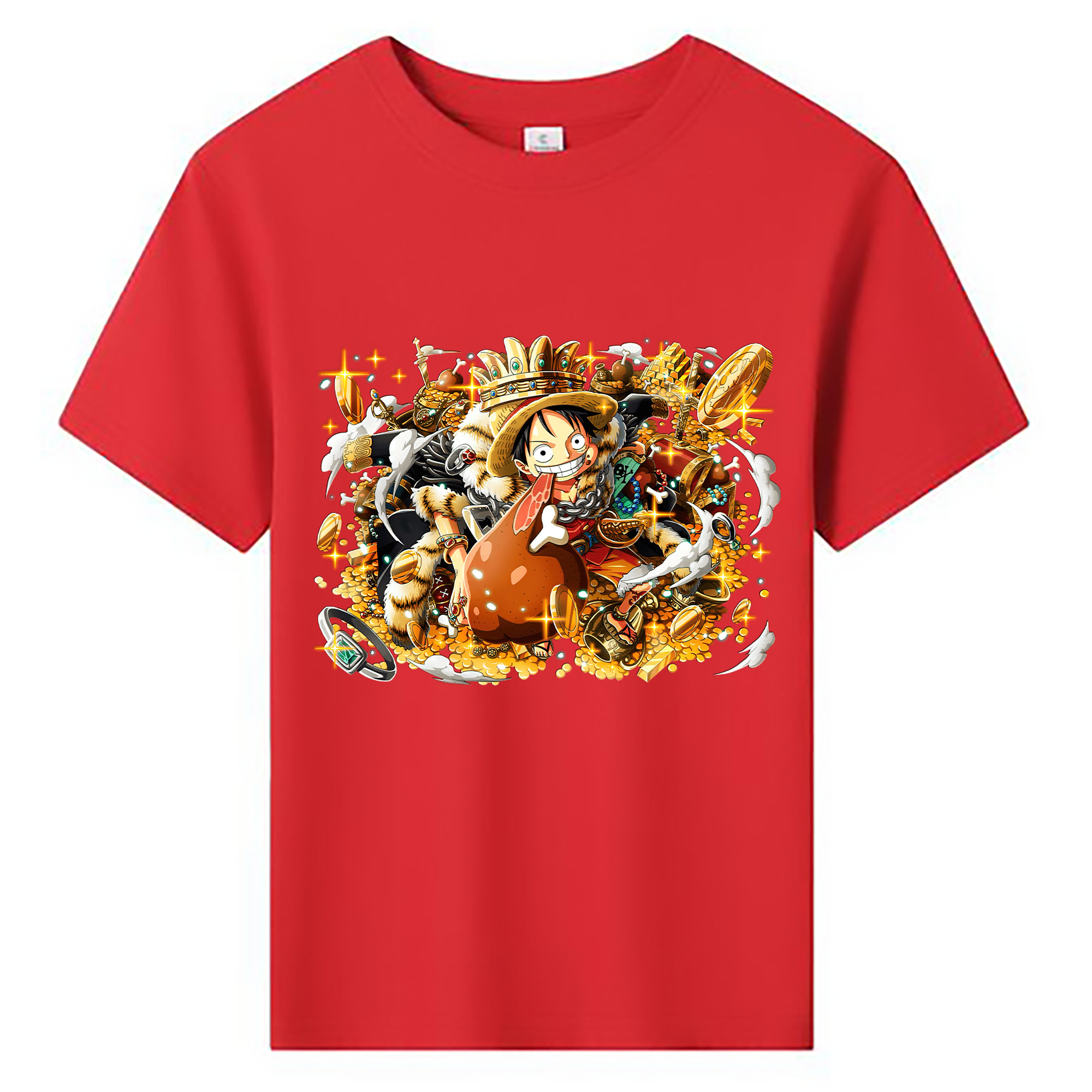 ワンピース モンキー・D・ルフィ ONE PIECE Monkey D. Luffy 綿100％キッズTシャツ（フロントプリント）