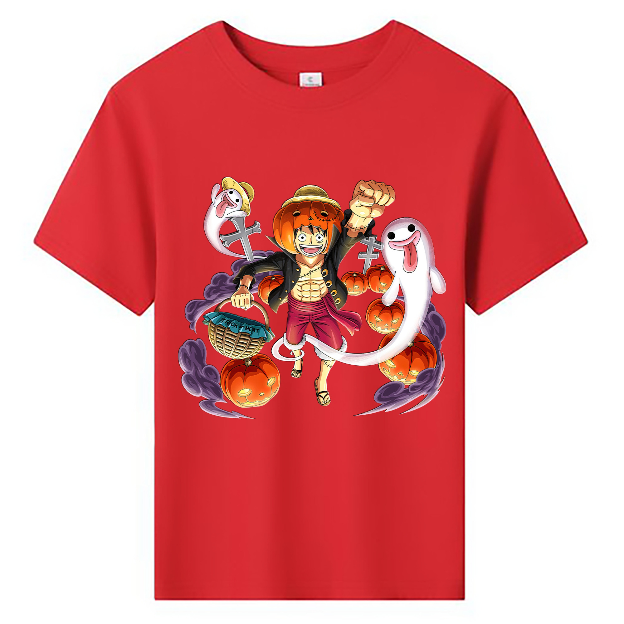 ワンピース モンキー・D・ルフィ ONE PIECE Monkey D. Luffy 綿100％キッズTシャツ（フロントプリント）