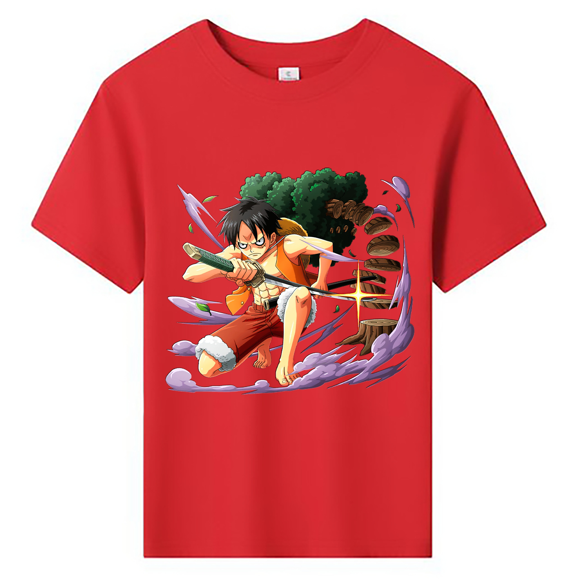 ワンピース モンキー・D・ルフィ ONE PIECE Monkey D. Luffy 綿100％キッズTシャツ（フロントプリント）