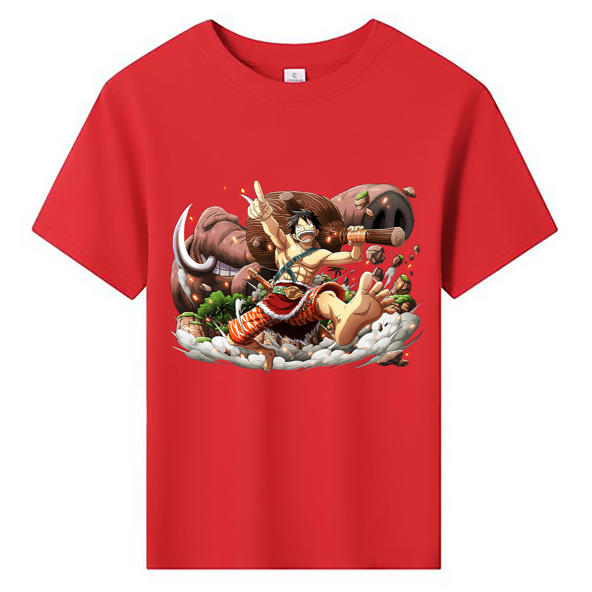 ワンピース モンキー・D・ルフィ ONE PIECE Monkey D. Luffy 綿100％キッズTシャツ（フロントプリント）