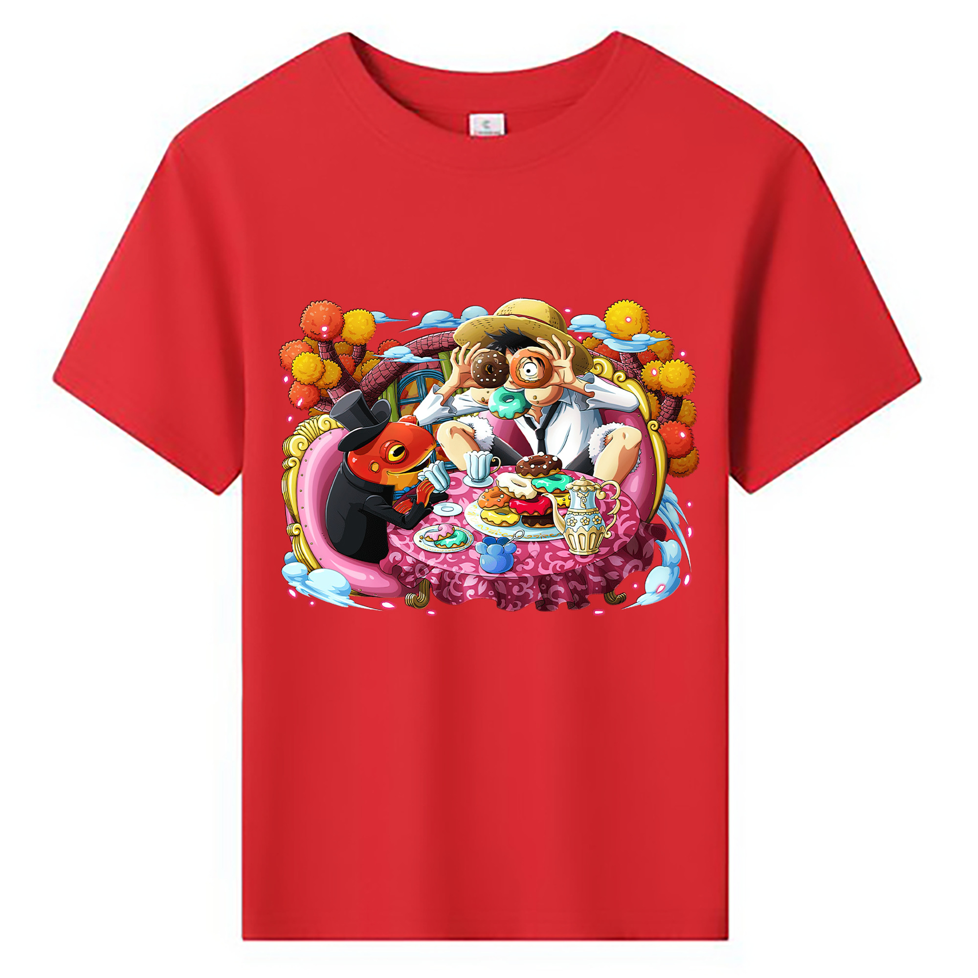ワンピース モンキー・D・ルフィ ONE PIECE Monkey D. Luffy 綿100％キッズTシャツ（フロントプリント）