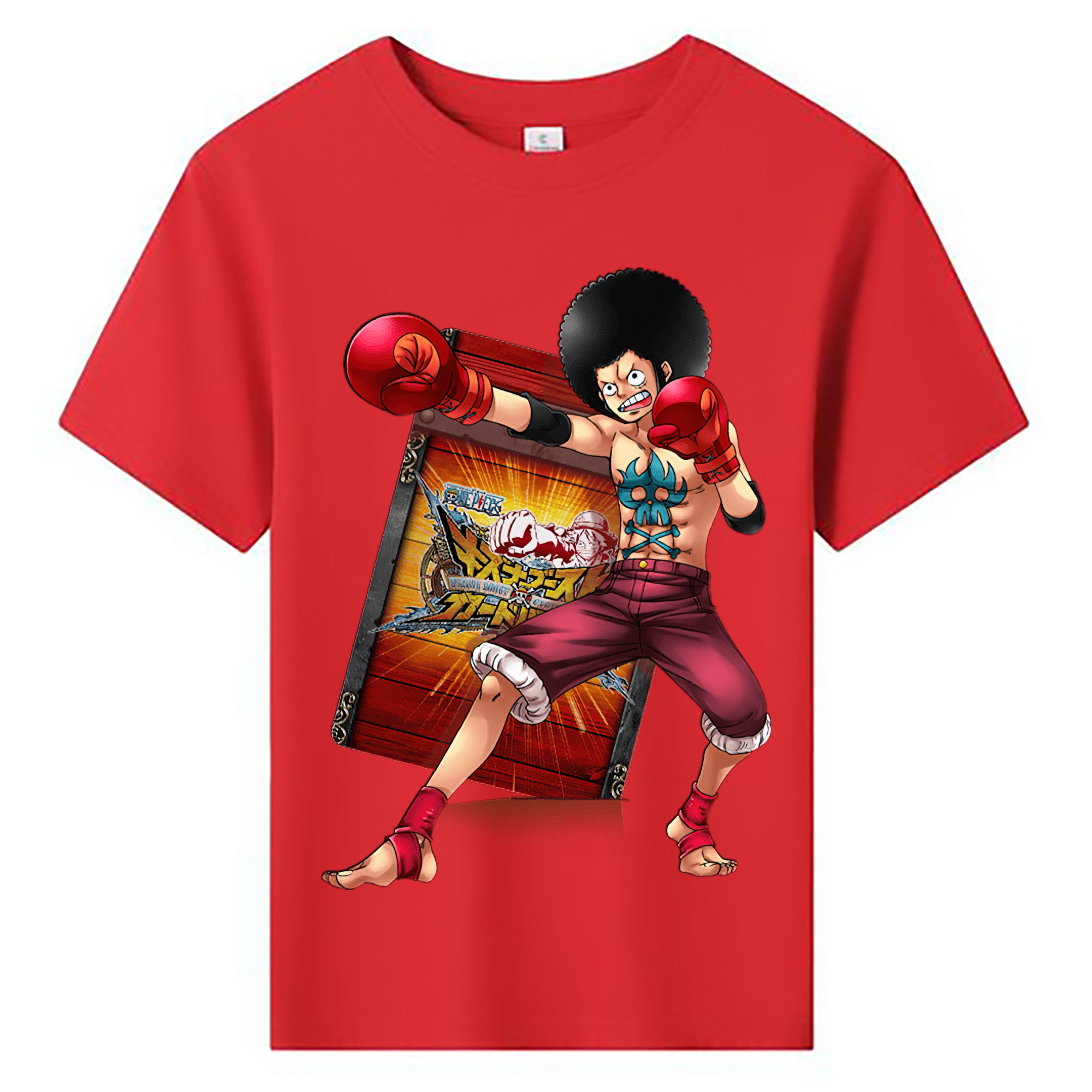 ワンピース モンキー・D・ルフィ ONE PIECE Monkey D. Luffy 綿100％キッズTシャツ（フロントプリント）