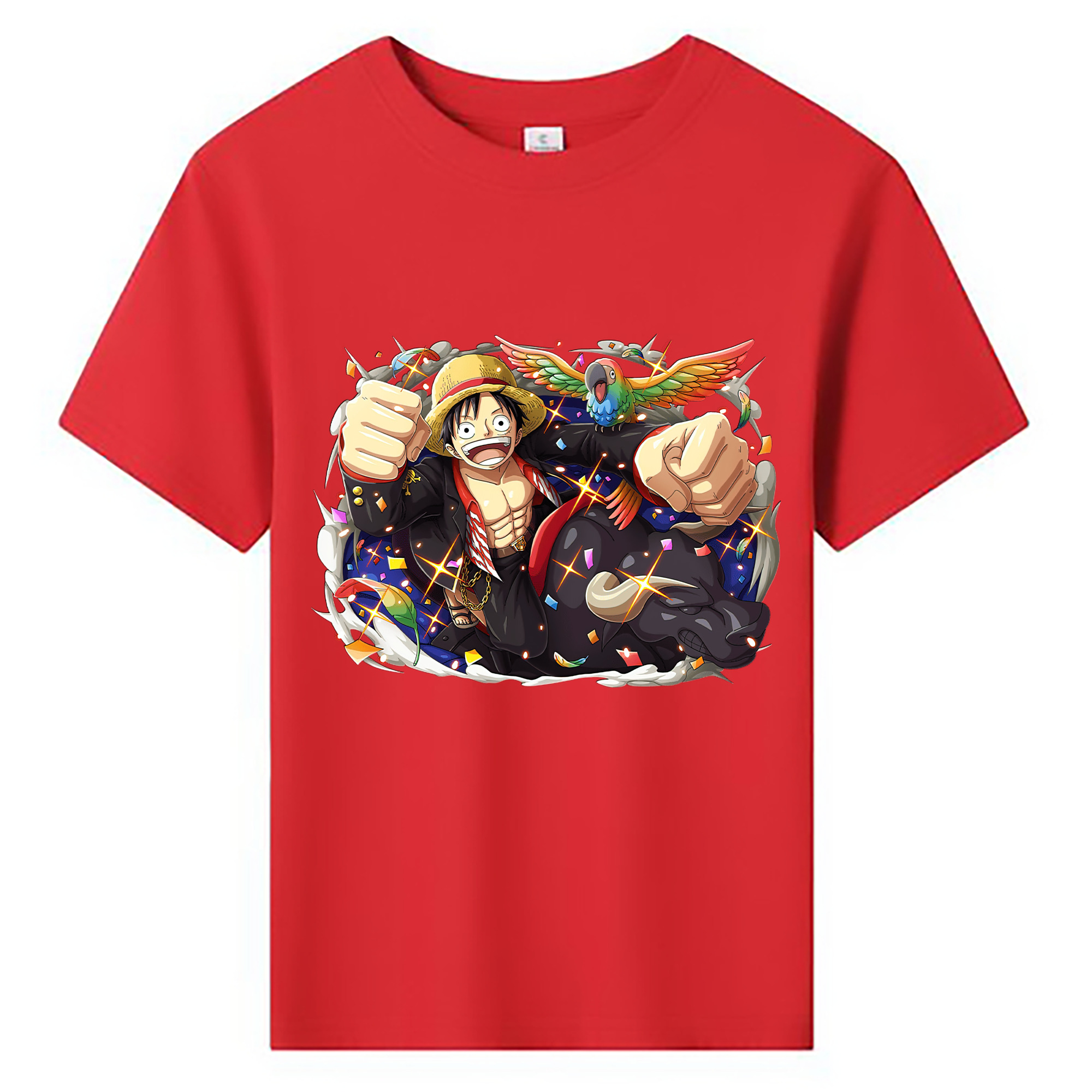 ワンピース モンキー・D・ルフィ ONE PIECE Monkey D. Luffy 綿100％キッズTシャツ（フロントプリント）