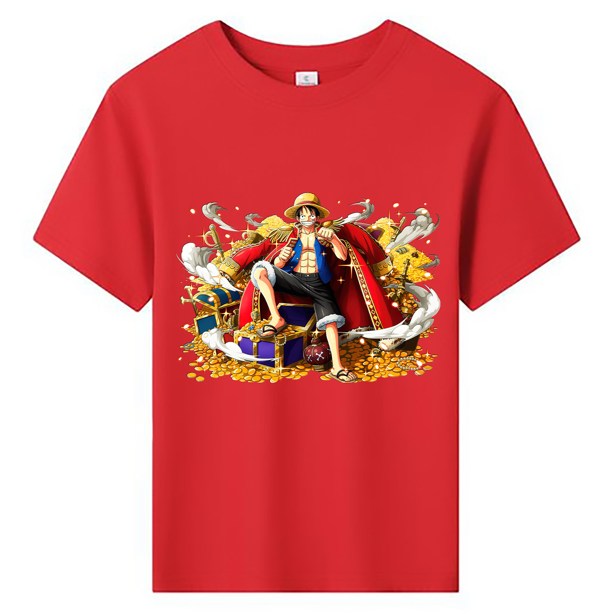 ワンピース モンキー・D・ルフィ ONE PIECE Monkey D. Luffy 綿100％キッズTシャツ（フロントプリント）