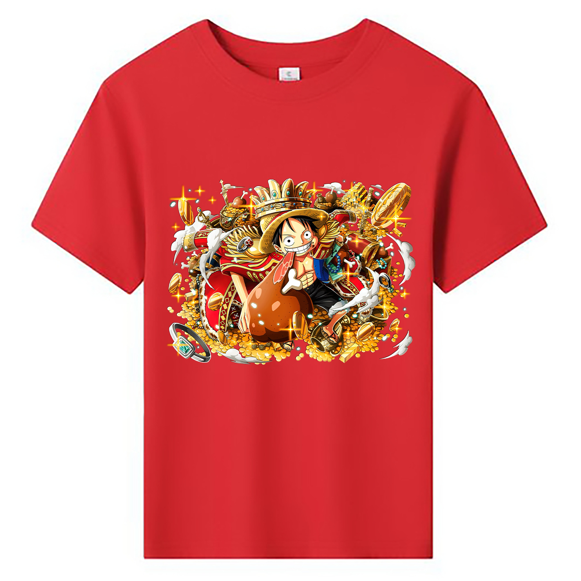 ワンピース モンキー・D・ルフィ ONE PIECE Monkey D. Luffy 綿100％キッズTシャツ（フロントプリント）