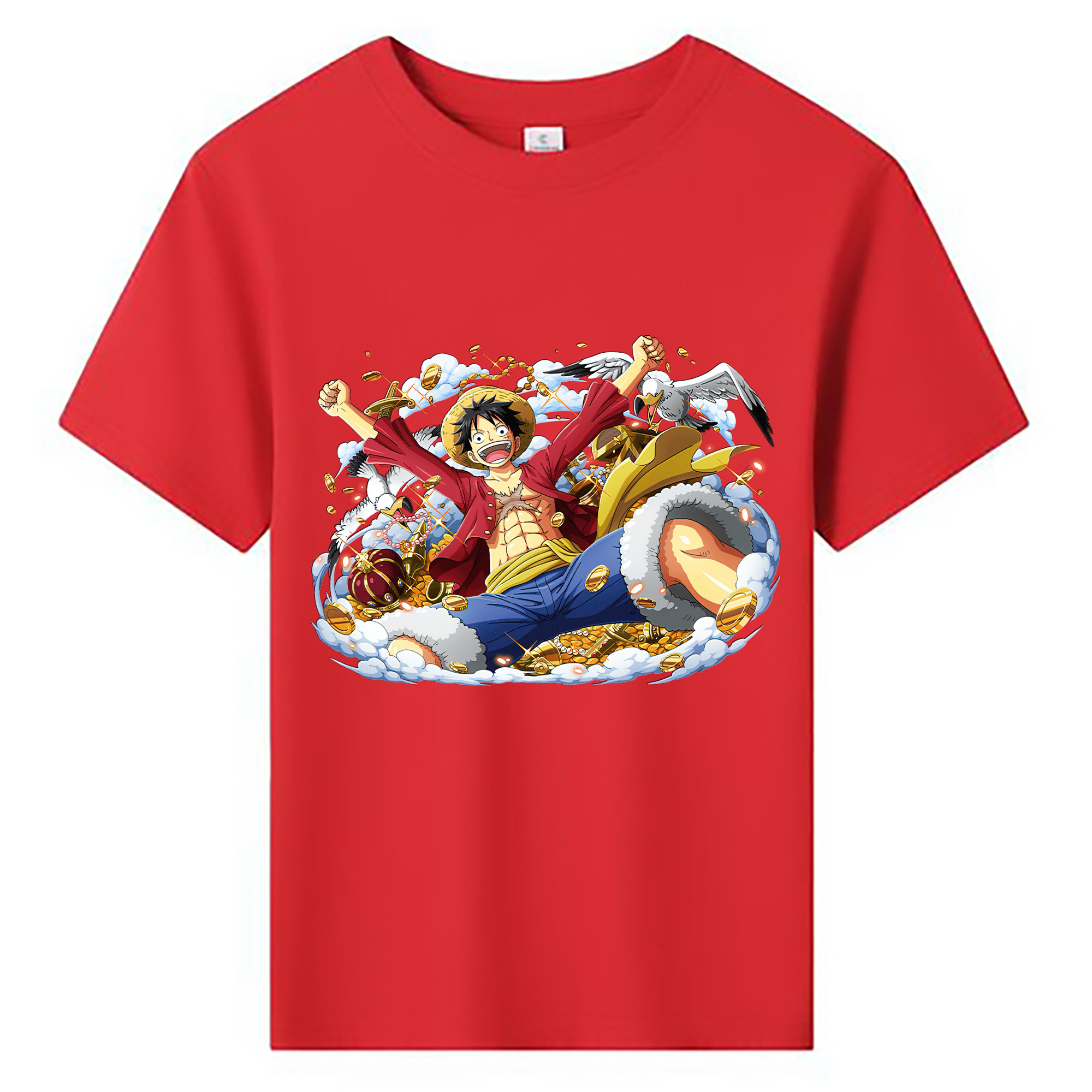 ワンピース モンキー・D・ルフィ ONE PIECE Monkey D. Luffy 綿100％キッズTシャツ（フロントプリント）