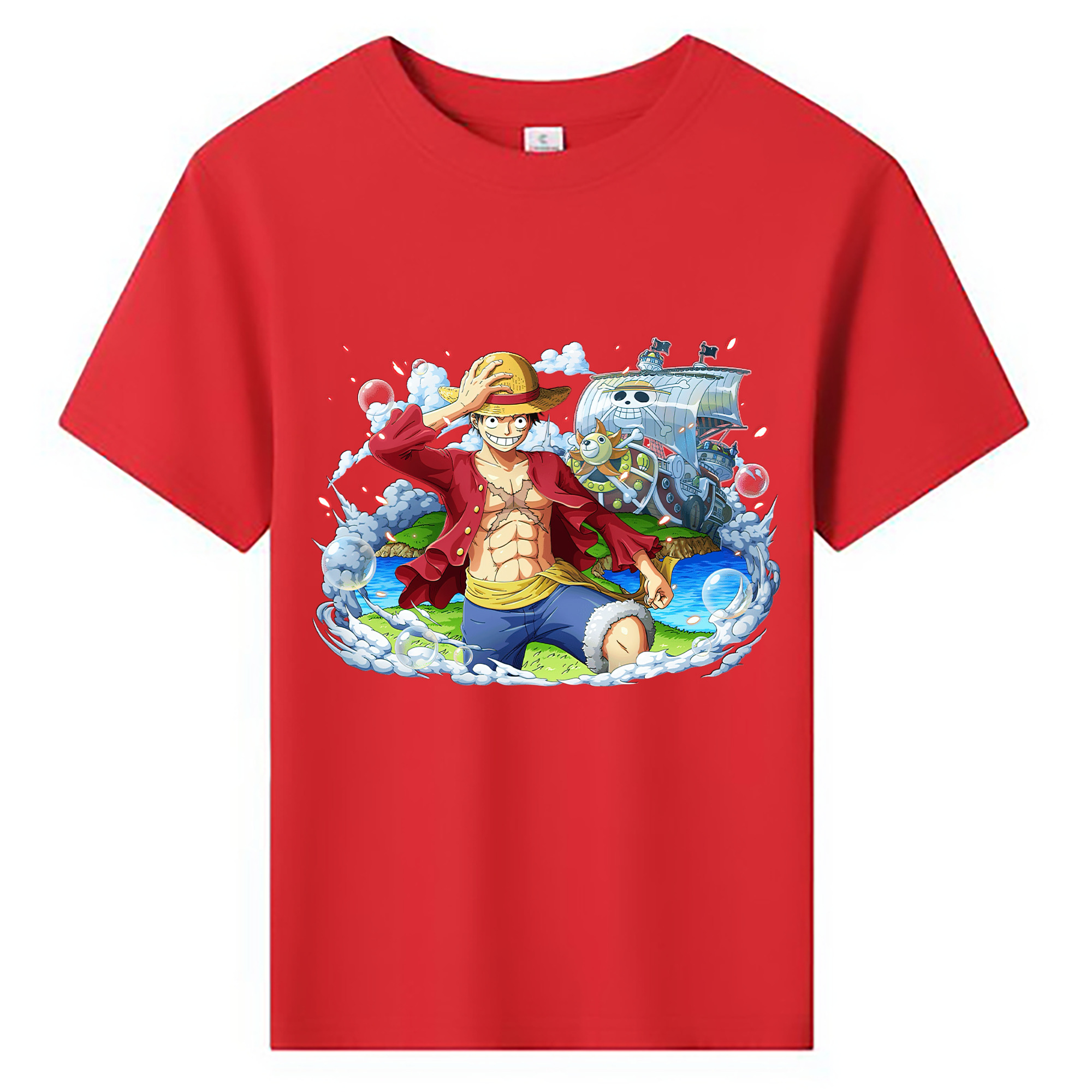 ワンピース モンキー・D・ルフィ ONE PIECE Monkey D. Luffy 綿100％キッズTシャツ（フロントプリント）