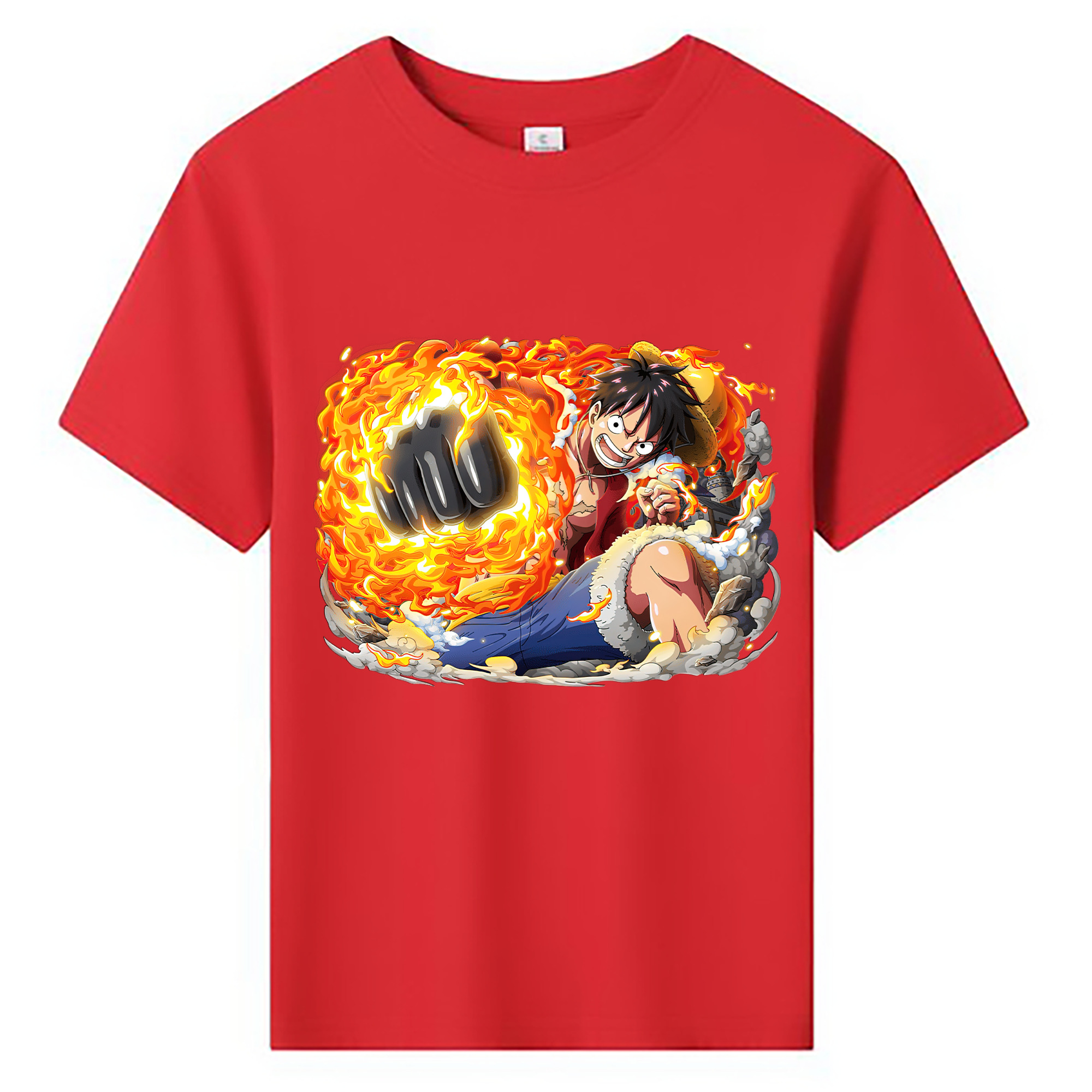 ワンピース モンキー・D・ルフィ ONE PIECE Monkey D. Luffy 綿100％キッズTシャツ（フロントプリント）