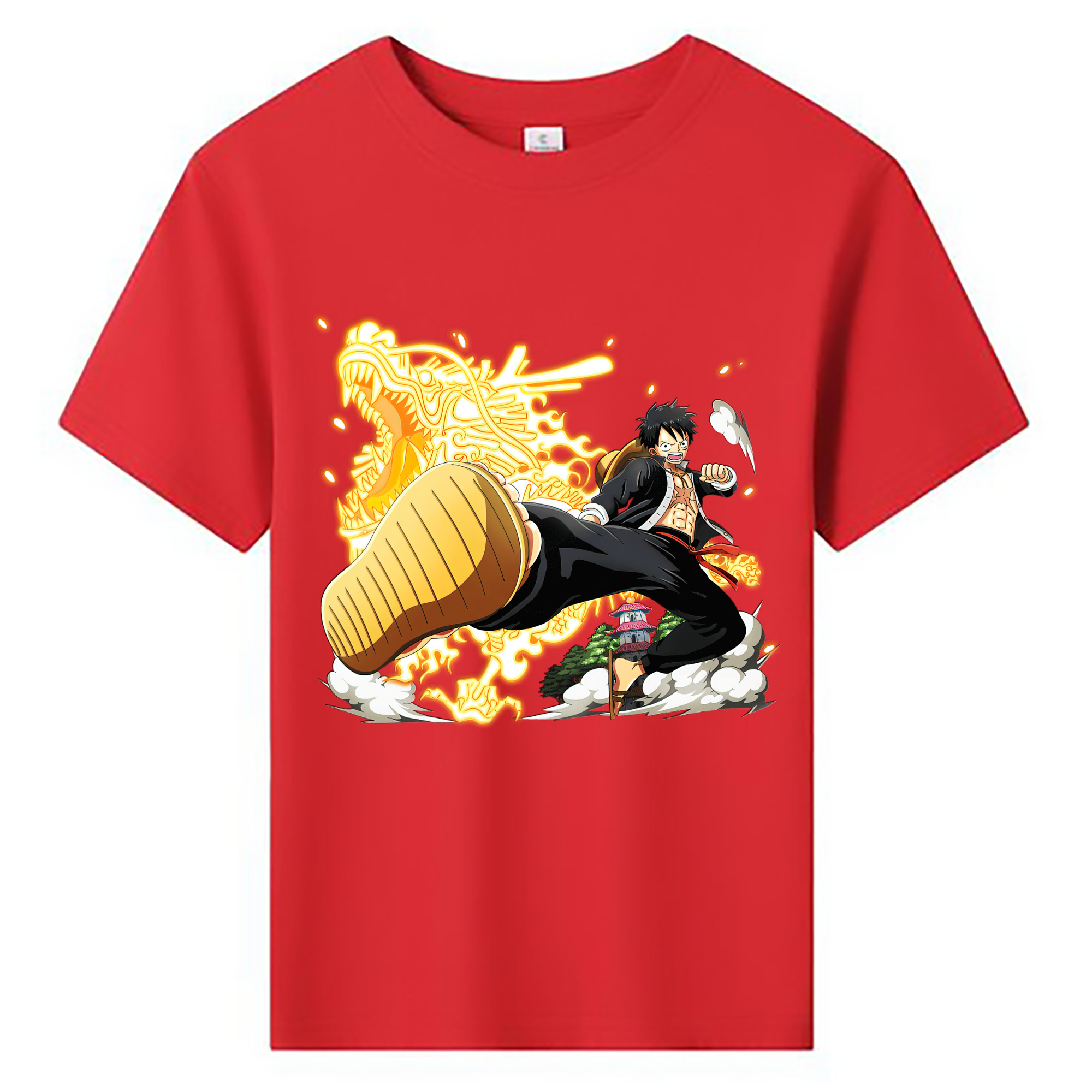 ワンピース モンキー・D・ルフィ ONE PIECE Monkey D. Luffy 綿100％キッズTシャツ（フロントプリント）