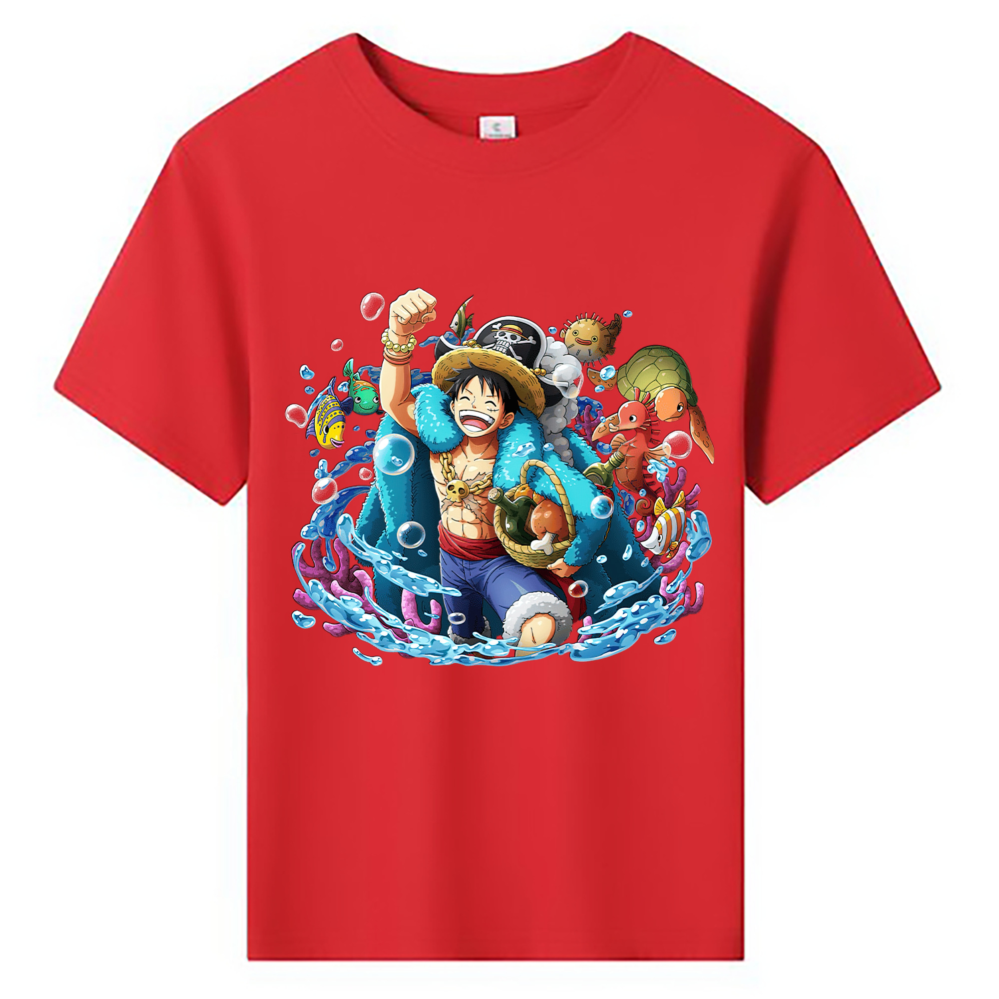 ワンピース モンキー・D・ルフィ ONE PIECE Monkey D. Luffy 綿100％キッズTシャツ（フロントプリント）