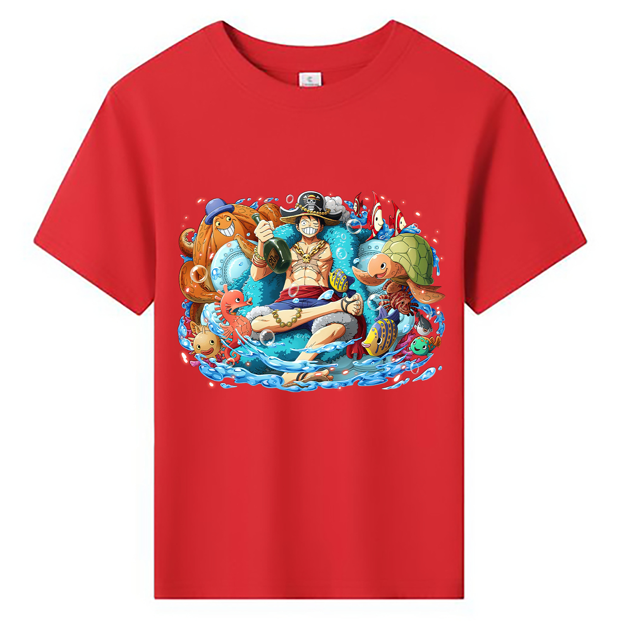 ワンピース モンキー・D・ルフィ ONE PIECE Monkey D. Luffy 綿100％キッズTシャツ（フロントプリント）