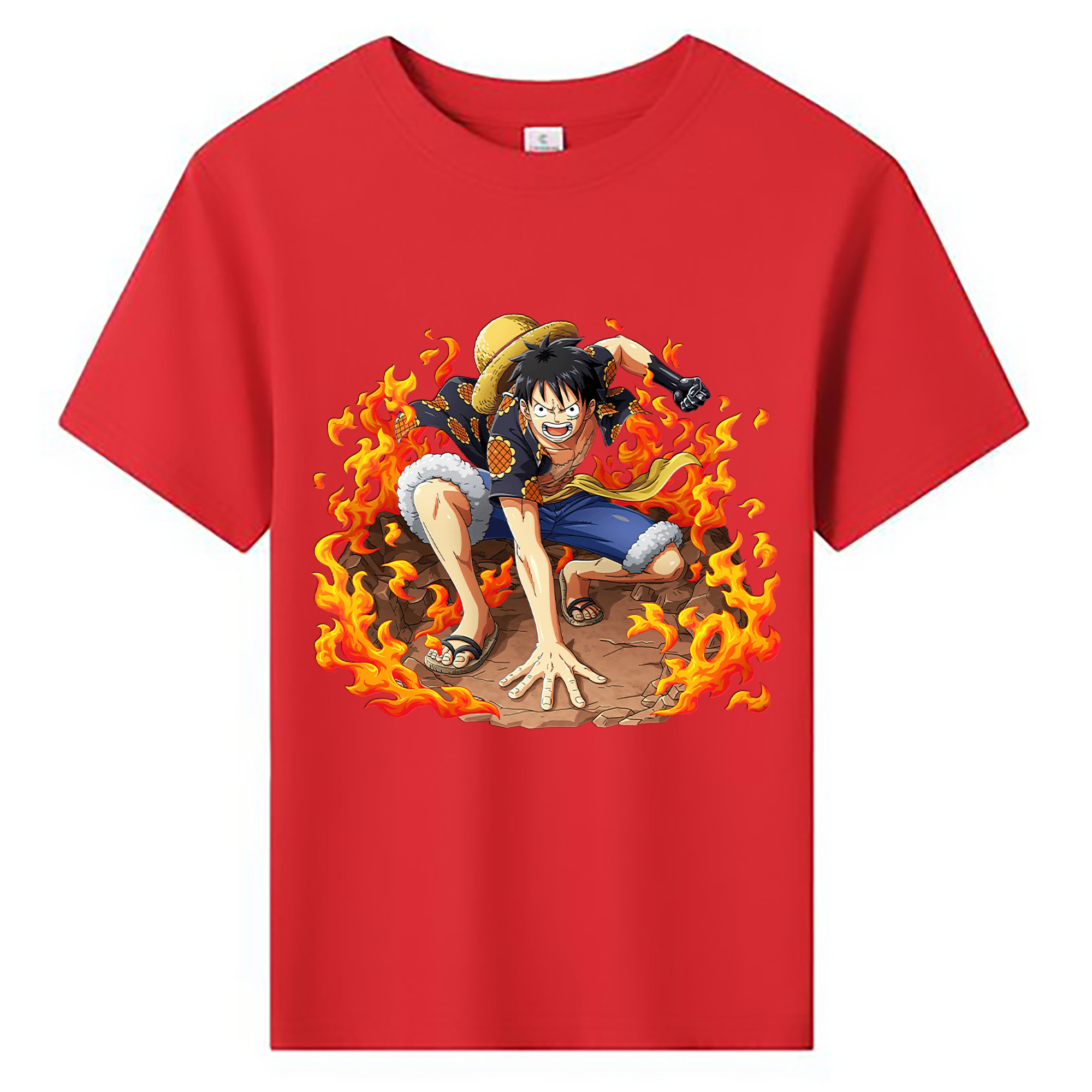 ワンピース モンキー・D・ルフィ ONE PIECE Monkey D. Luffy 綿100％キッズTシャツ（フロントプリント）