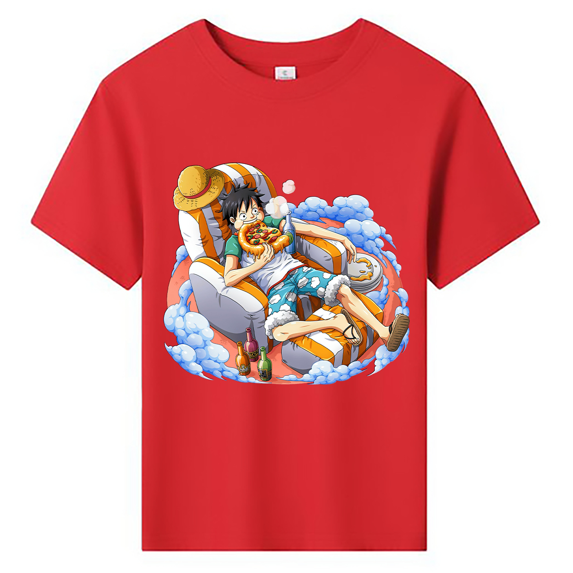 ワンピース モンキー・D・ルフィ ONE PIECE Monkey D. Luffy 綿100％キッズTシャツ（フロントプリント）