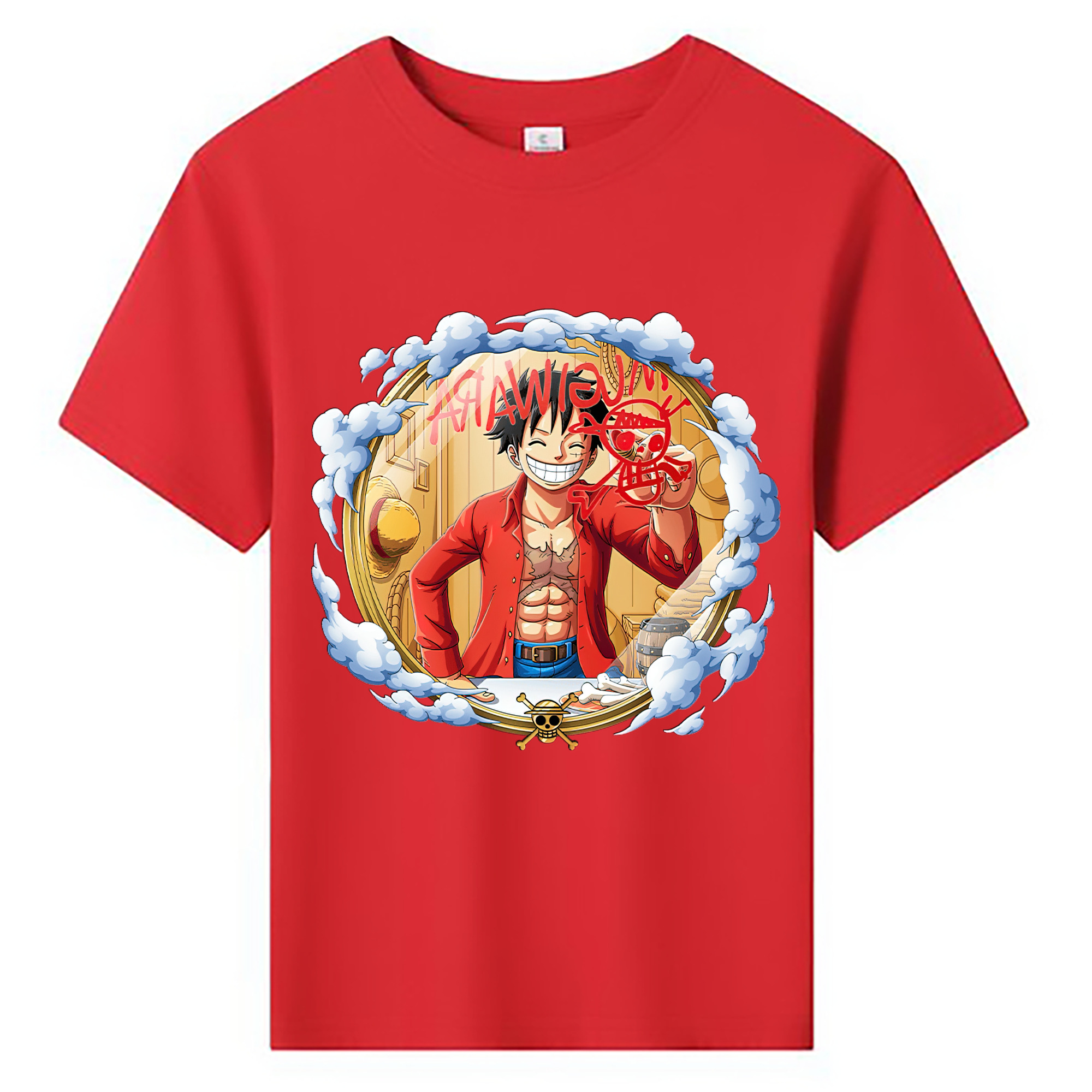 ワンピース モンキー・D・ルフィ ONE PIECE Monkey D. Luffy 綿100％キッズTシャツ（フロントプリント）