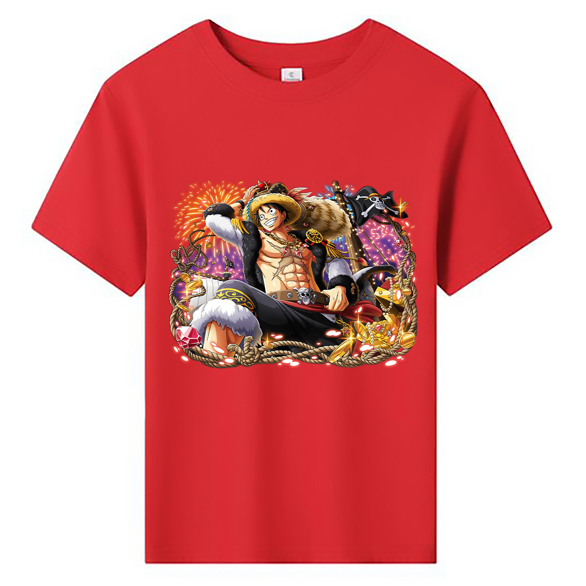 ワンピース モンキー・D・ルフィ ONE PIECE Monkey D. Luffy 綿100％キッズTシャツ（フロントプリント）