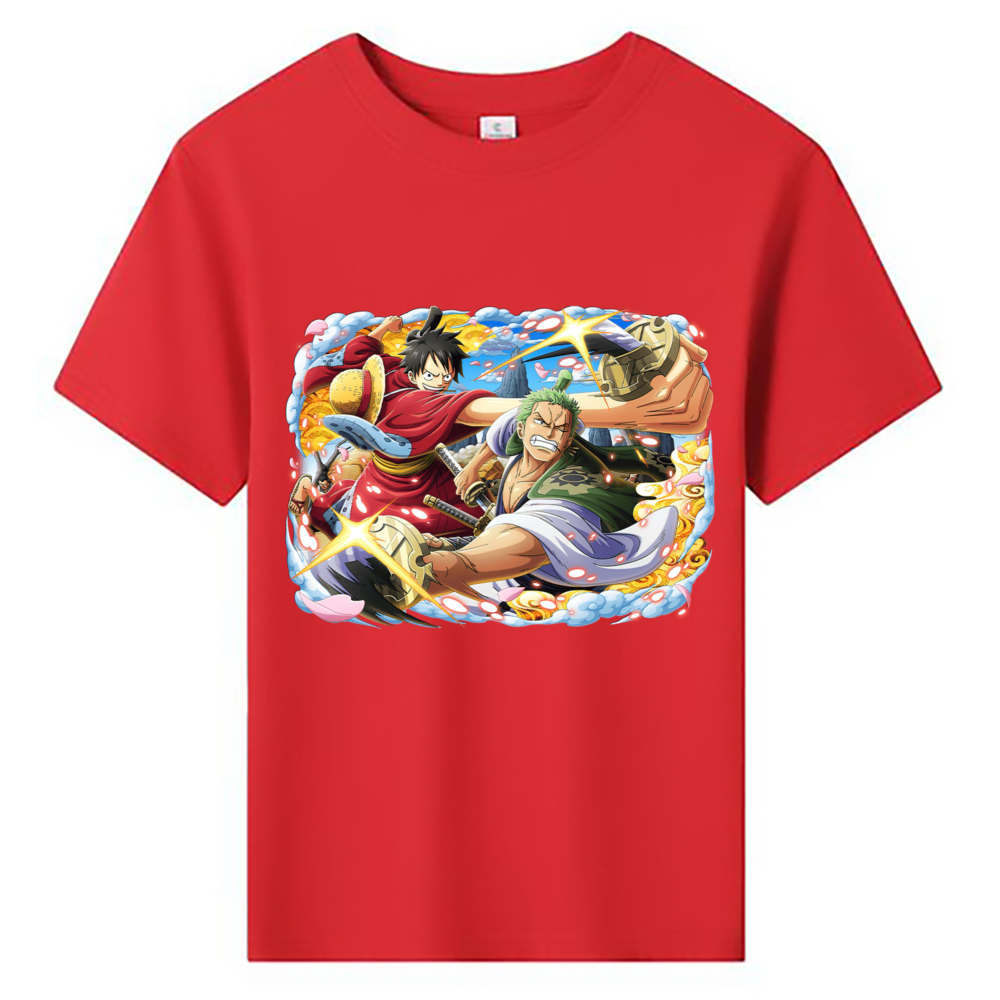 ワンピース モンキー・D・ルフィ ONE PIECE Monkey D. Luffy 綿100％キッズTシャツ（フロントプリント）