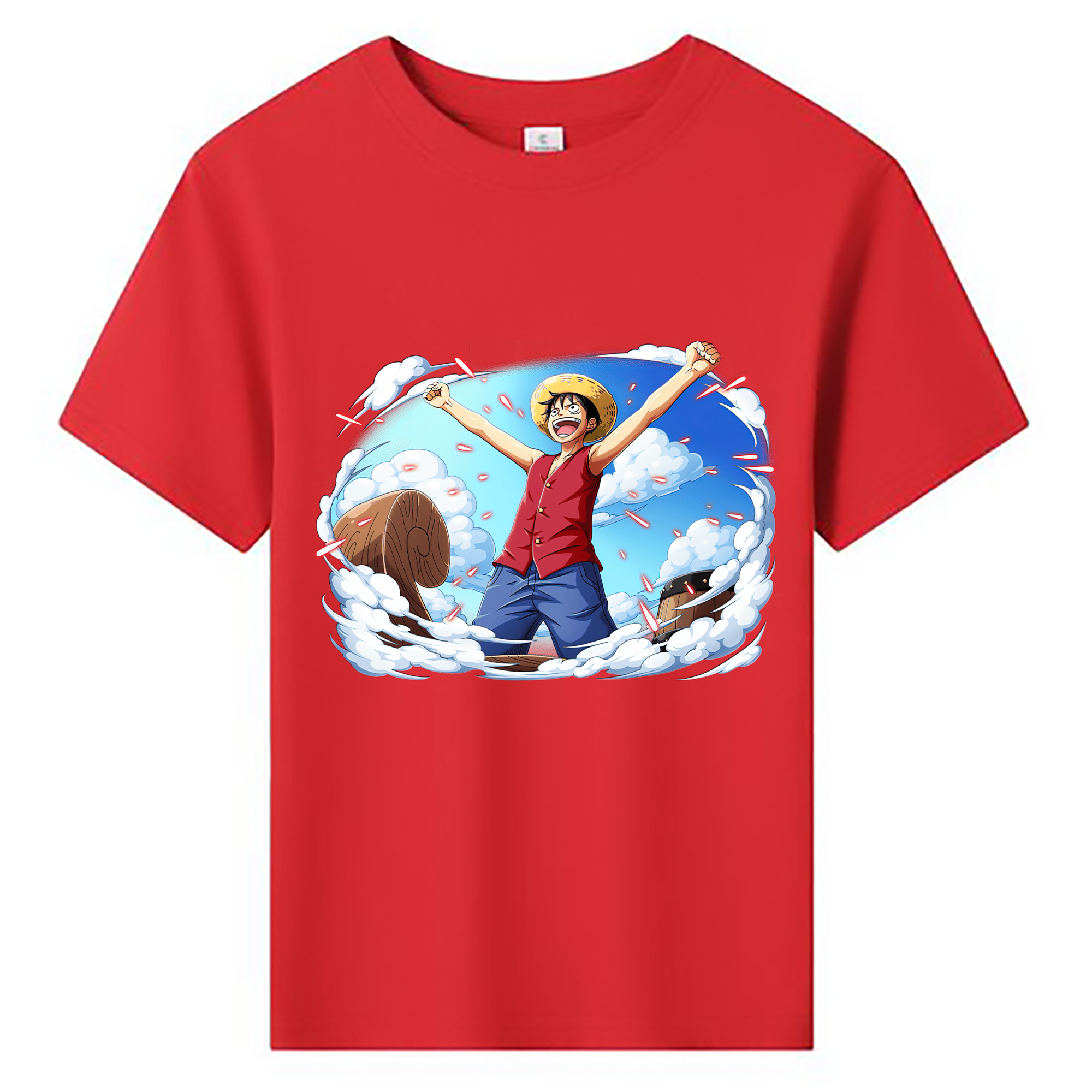 ワンピース モンキー・D・ルフィ ONE PIECE Monkey D. Luffy 綿100％キッズTシャツ（フロントプリント）