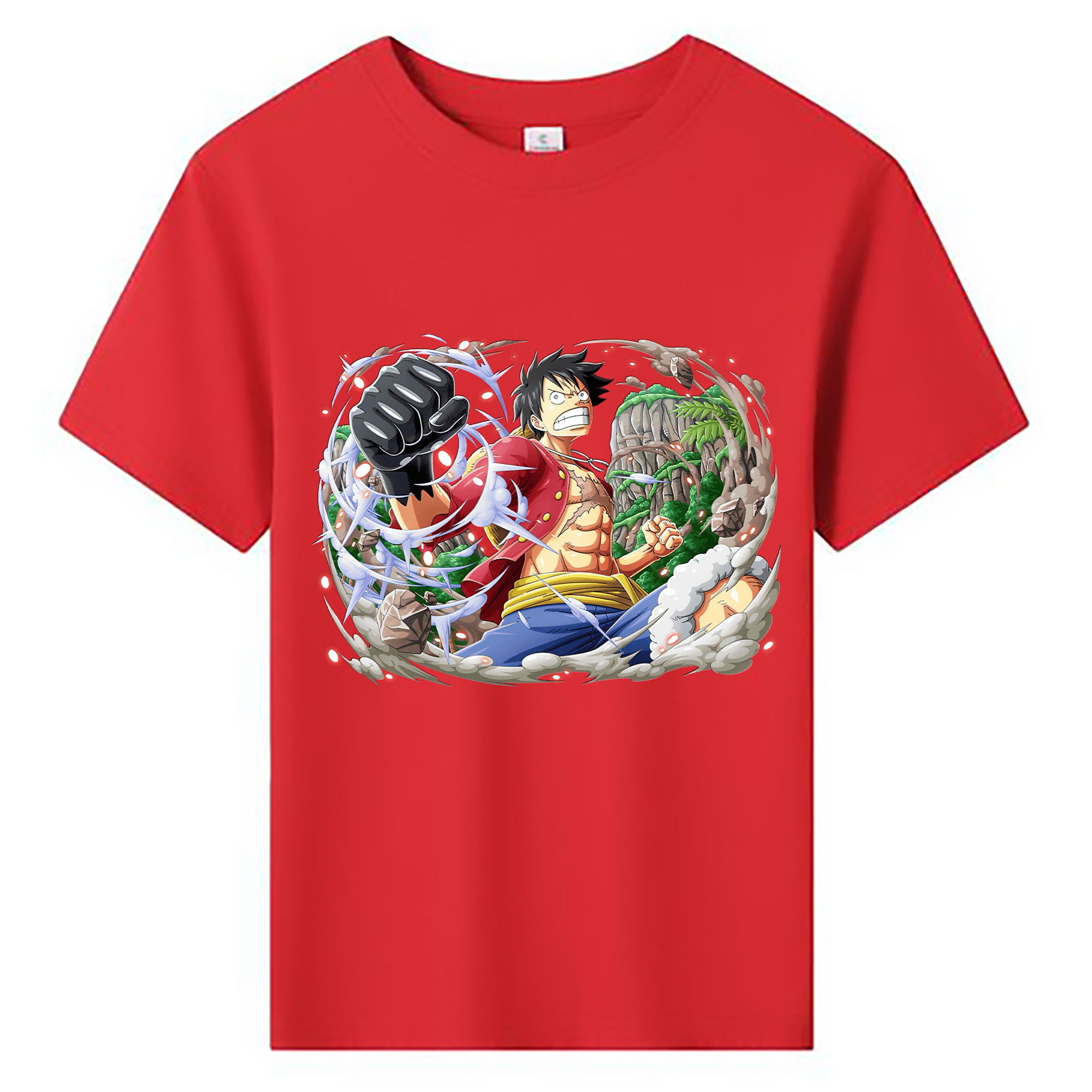 ワンピース モンキー・D・ルフィ ONE PIECE Monkey D. Luffy 綿100％キッズTシャツ（フロントプリント）
