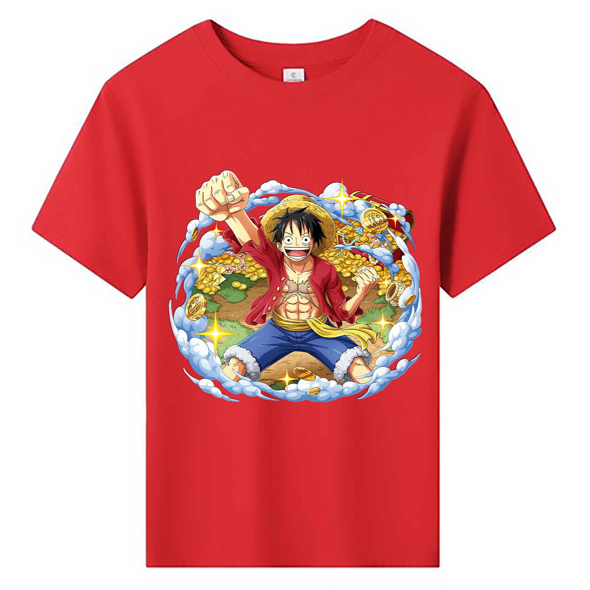 ワンピース モンキー・D・ルフィ ONE PIECE Monkey D. Luffy 綿100％キッズTシャツ（フロントプリント）
