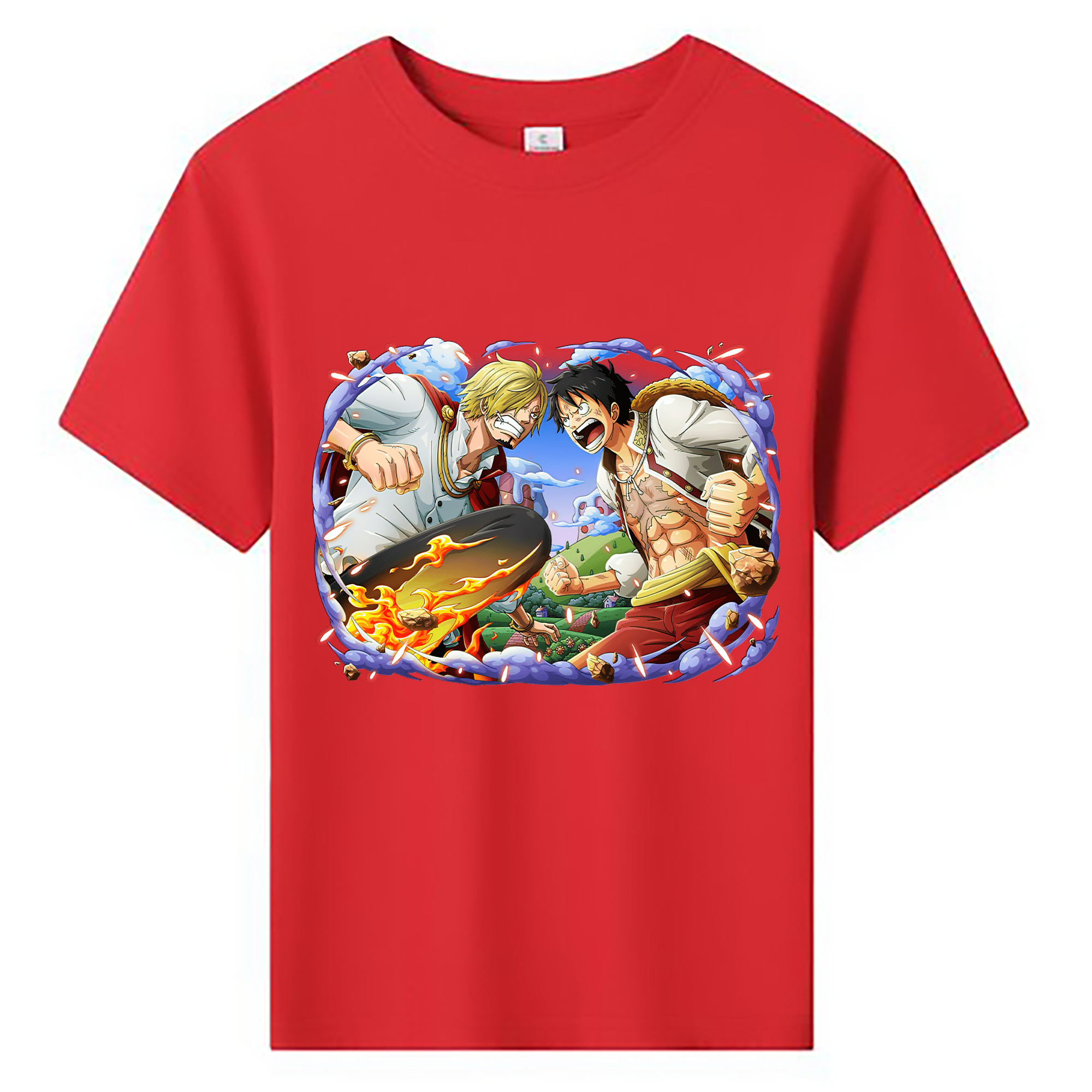 ワンピース モンキー・D・ルフィ ONE PIECE Monkey D. Luffy 綿100％キッズTシャツ（フロントプリント）