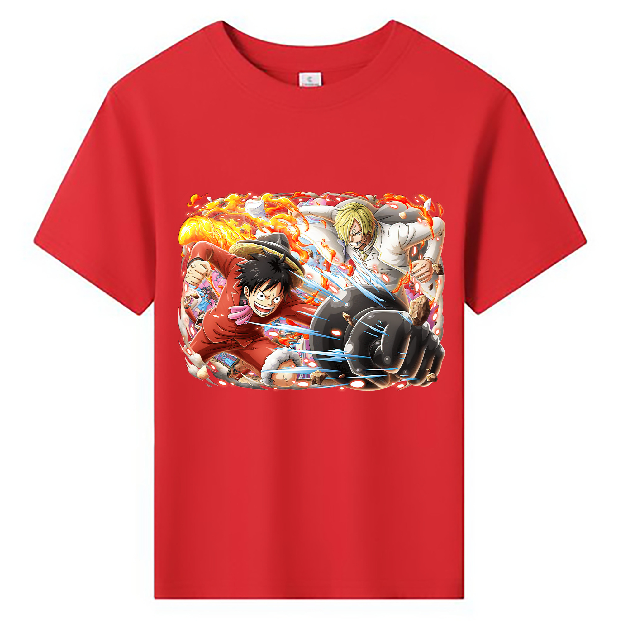 ワンピース モンキー・D・ルフィ ONE PIECE Monkey D. Luffy 綿100％キッズTシャツ（フロントプリント）