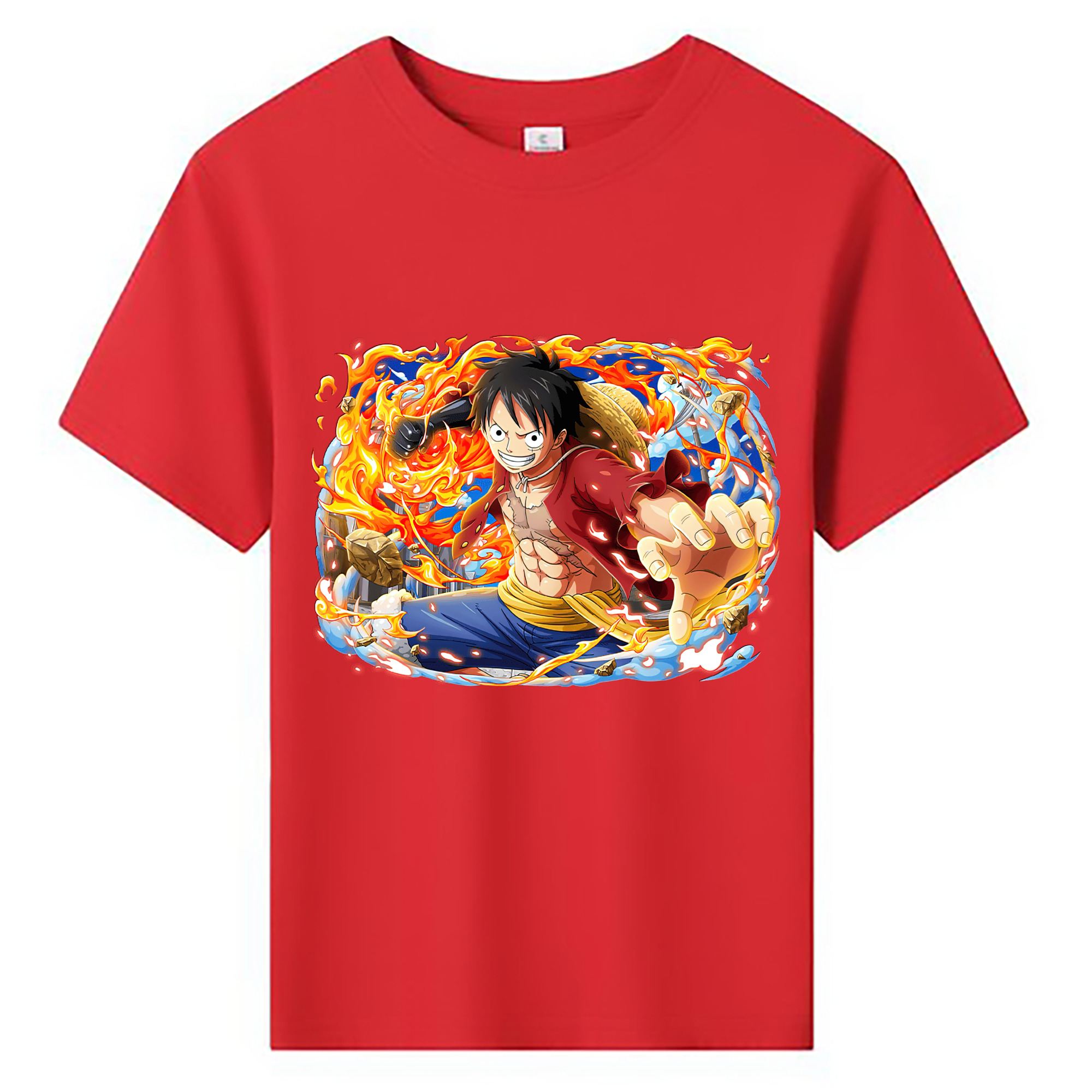 ワンピース モンキー・D・ルフィ ONE PIECE Monkey D. Luffy 綿100％キッズTシャツ（フロントプリント）