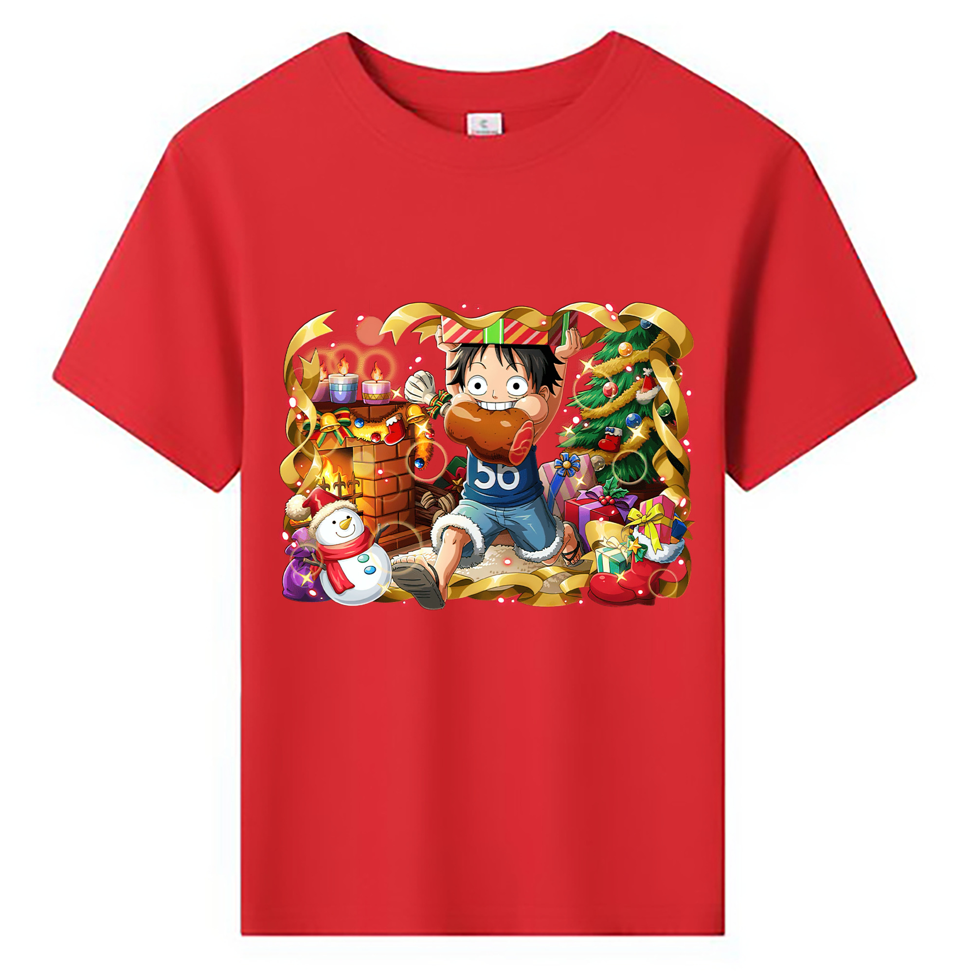 ワンピース モンキー・D・ルフィ ONE PIECE Monkey D. Luffy 綿100％キッズTシャツ（フロントプリント）
