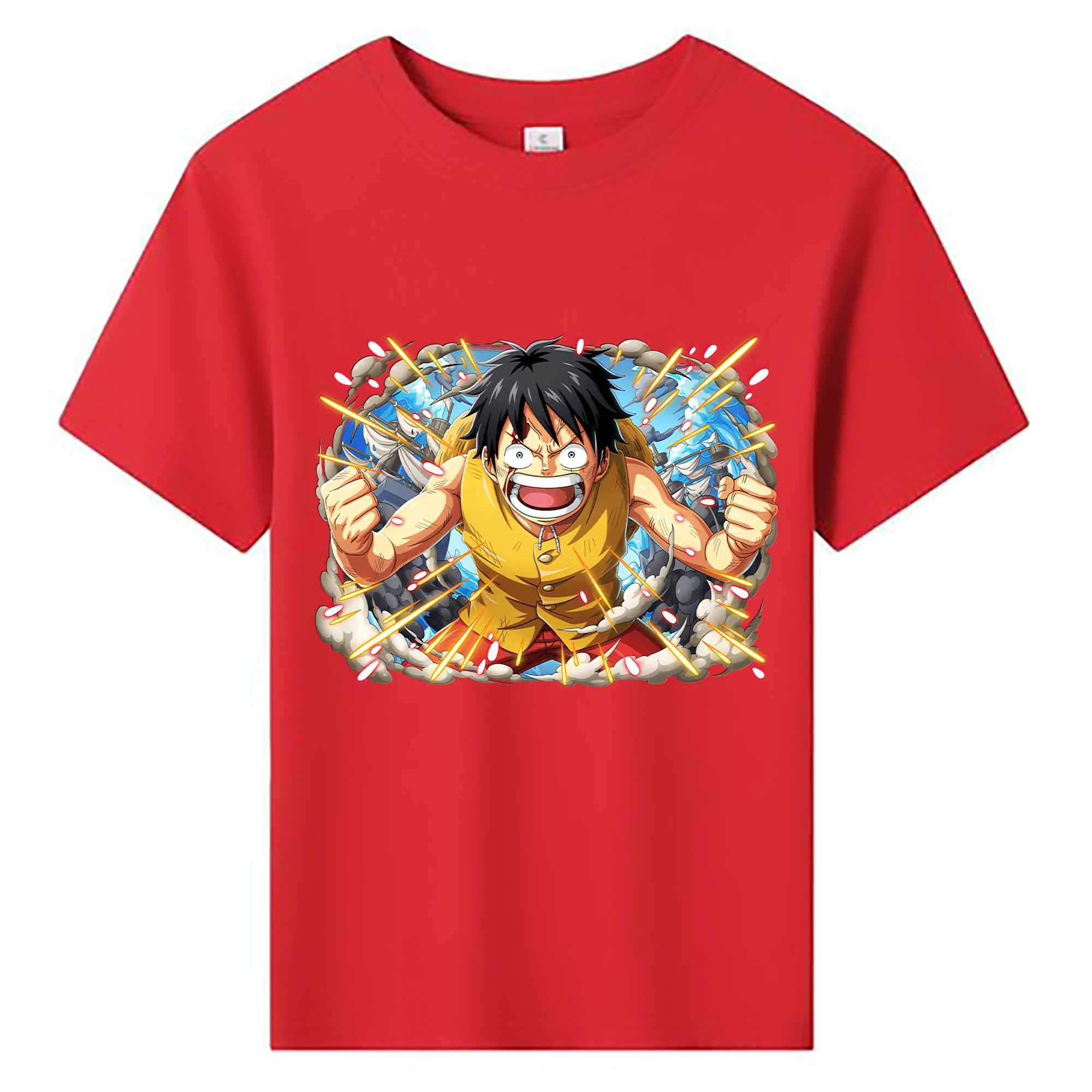 ワンピース モンキー・D・ルフィ ONE PIECE Monkey D. Luffy 綿100％キッズTシャツ（フロントプリント）