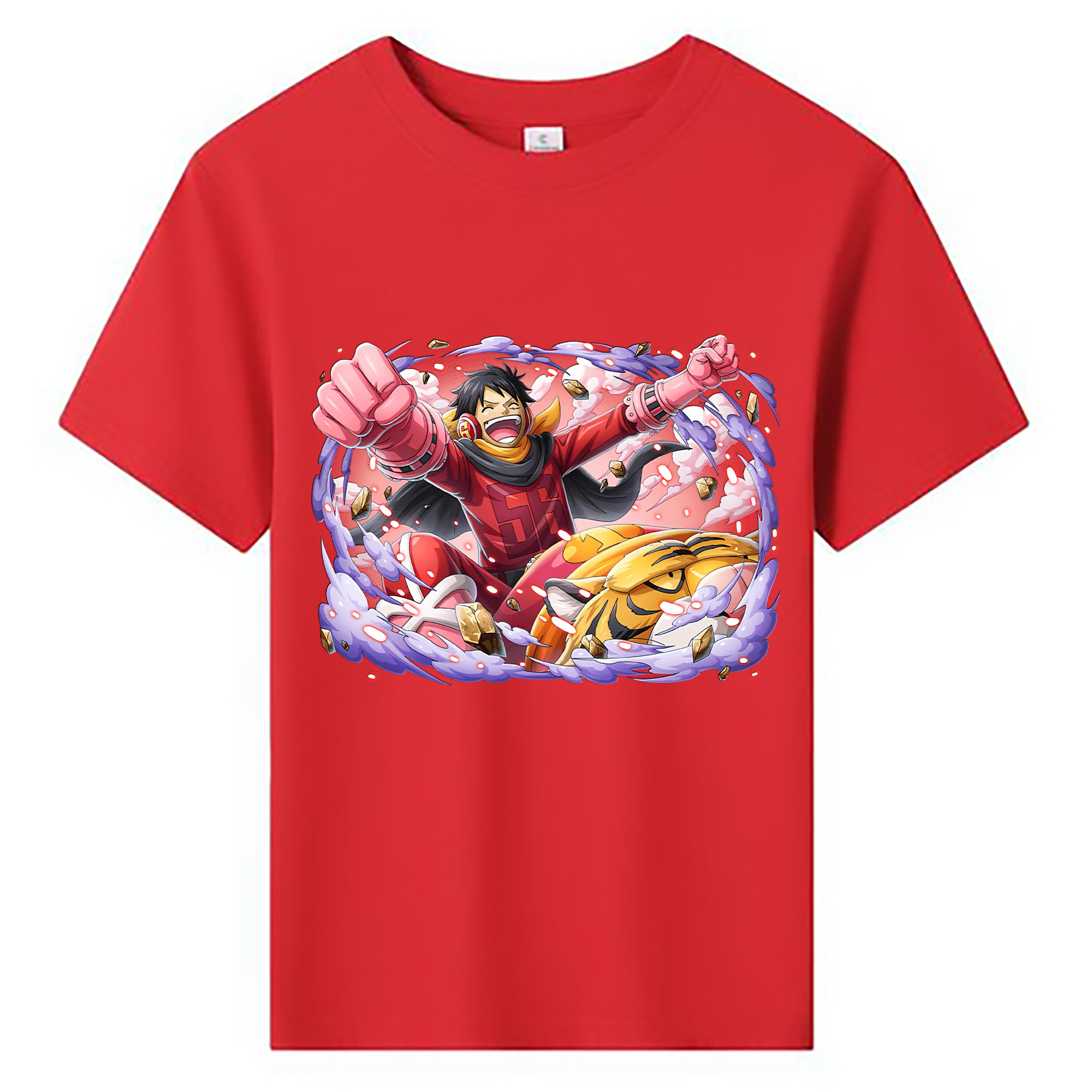 ワンピース モンキー・D・ルフィ ONE PIECE Monkey D. Luffy 綿100％キッズTシャツ（フロントプリント）