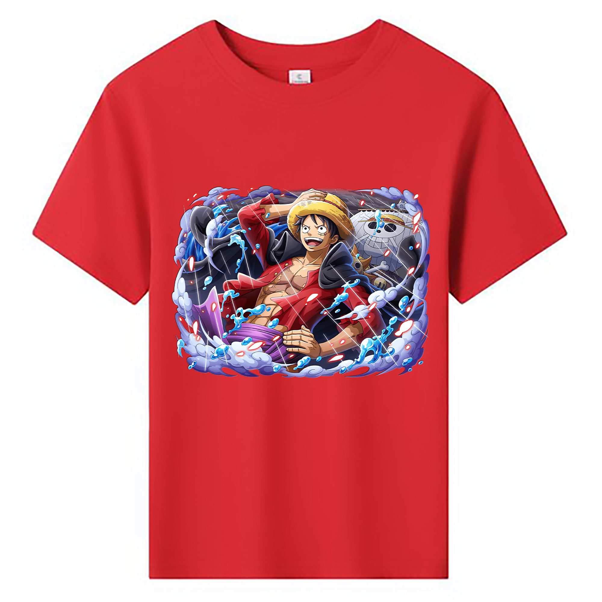 ワンピース モンキー・D・ルフィ ONE PIECE Monkey D. Luffy 綿100％キッズTシャツ（フロントプリント）