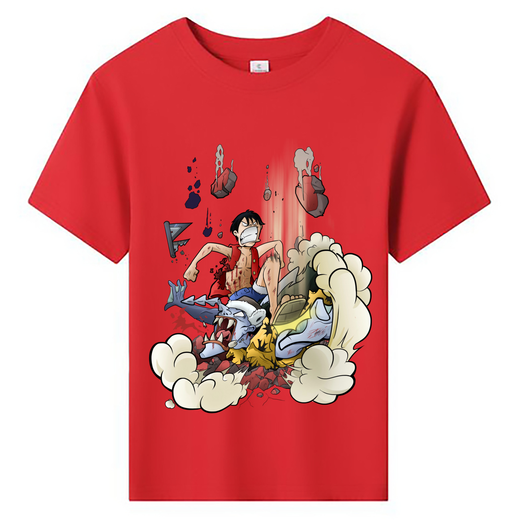 ワンピース モンキー・D・ルフィ ONE PIECE Monkey D. Luffy 綿100％キッズTシャツ（フロントプリント）