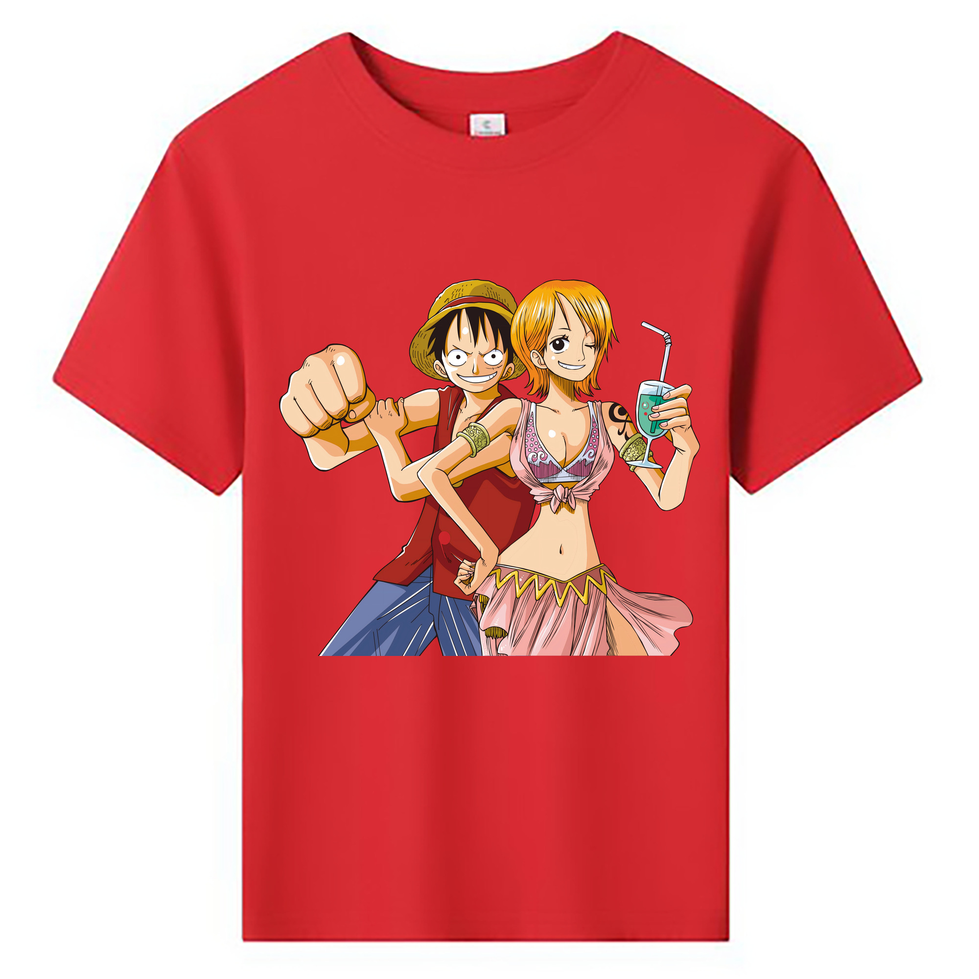 ワンピース モンキー・D・ルフィ ONE PIECE Monkey D. Luffy 綿100％キッズTシャツ（フロントプリント）