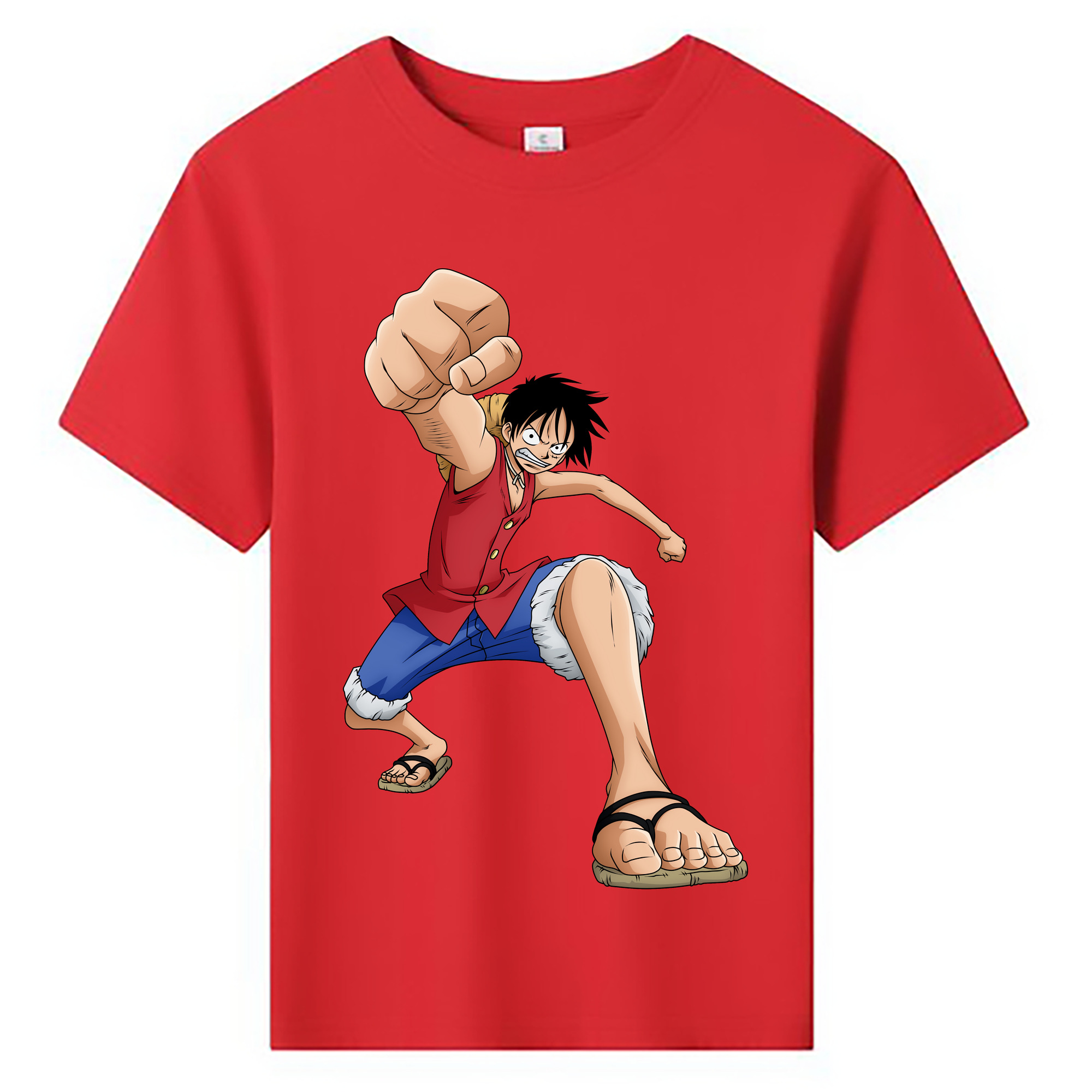ワンピース モンキー・D・ルフィ ONE PIECE Monkey D. Luffy 綿100％キッズTシャツ（フロントプリント）