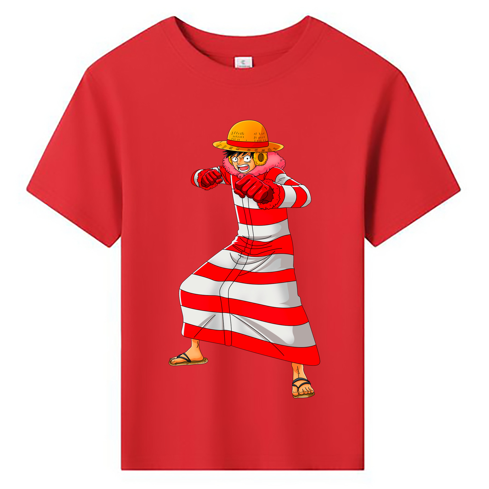 ワンピース モンキー・D・ルフィ ONE PIECE Monkey D. Luffy 綿100％キッズTシャツ（フロントプリント）