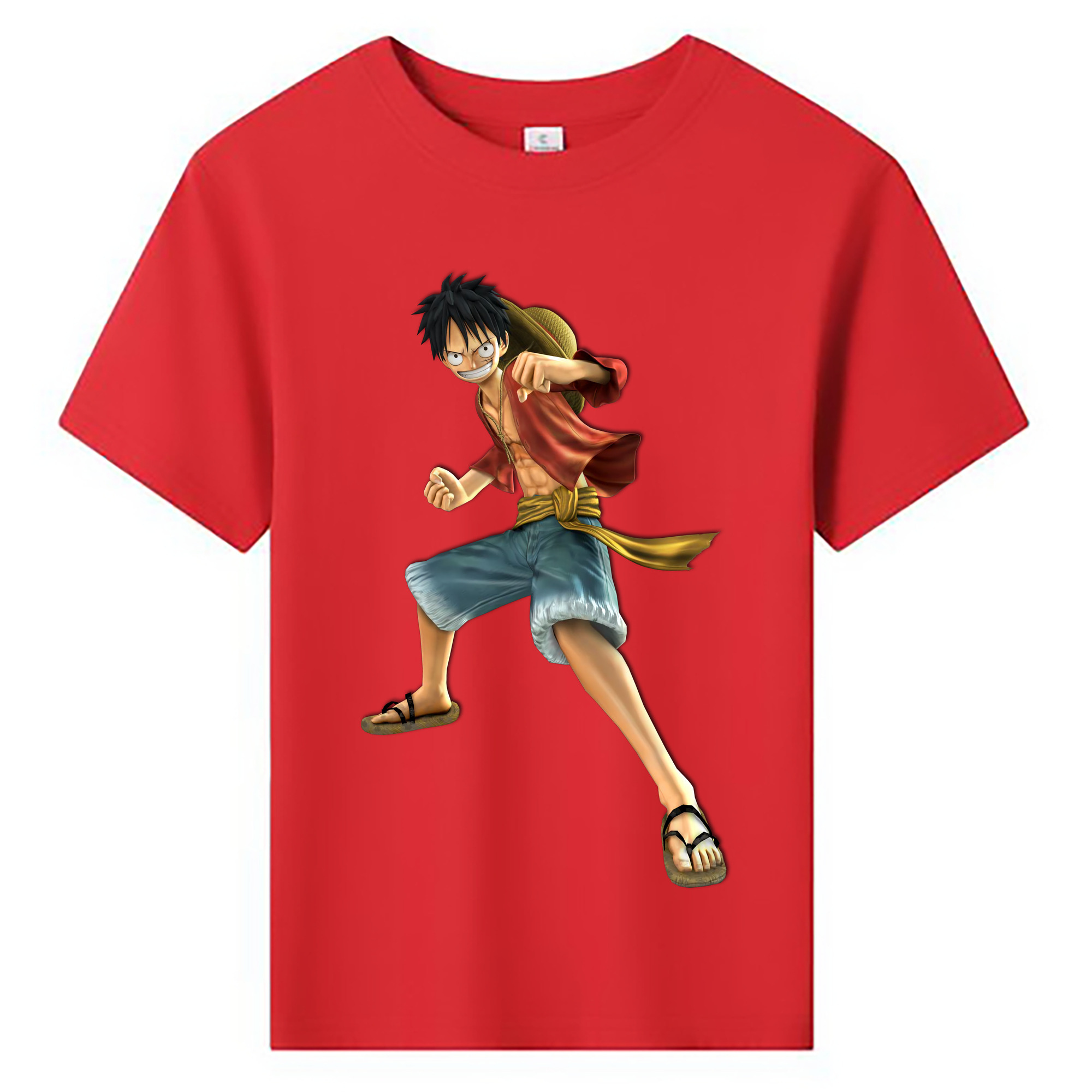 ワンピース モンキー・D・ルフィ ONE PIECE Monkey D. Luffy 綿100％キッズTシャツ（フロントプリント）