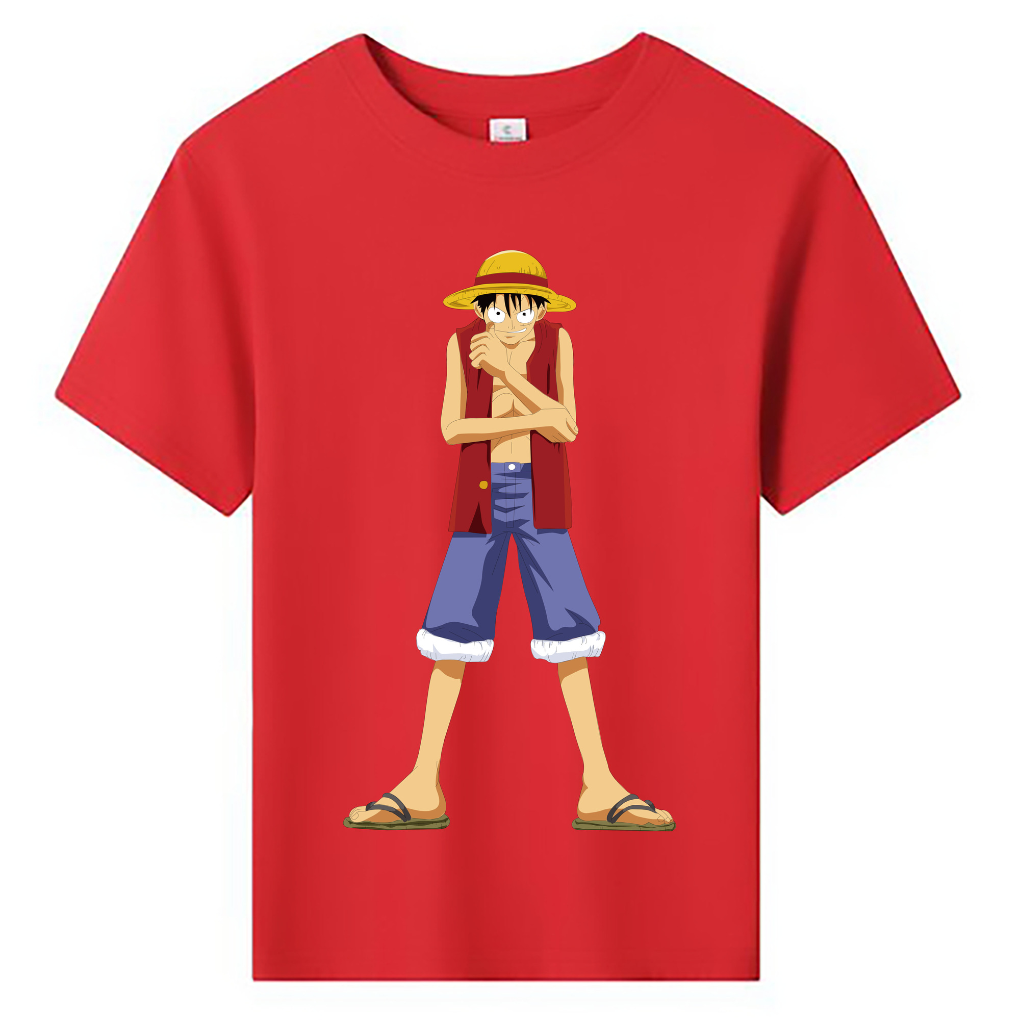 ワンピース モンキー・D・ルフィ ONE PIECE Monkey D. Luffy 綿100％キッズTシャツ（フロントプリント）