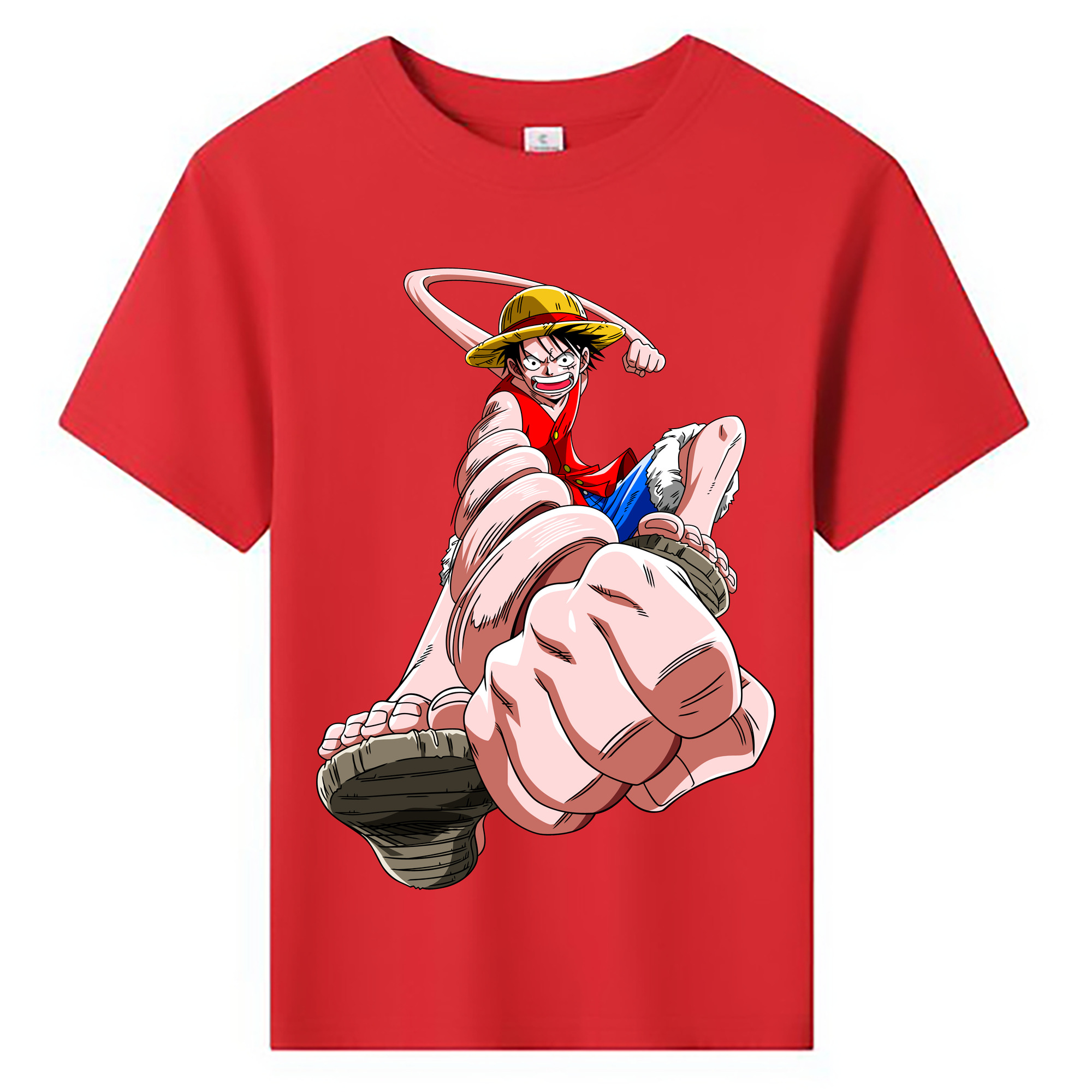 ワンピース モンキー・D・ルフィ ONE PIECE Monkey D. Luffy 綿100％キッズTシャツ（フロントプリント）