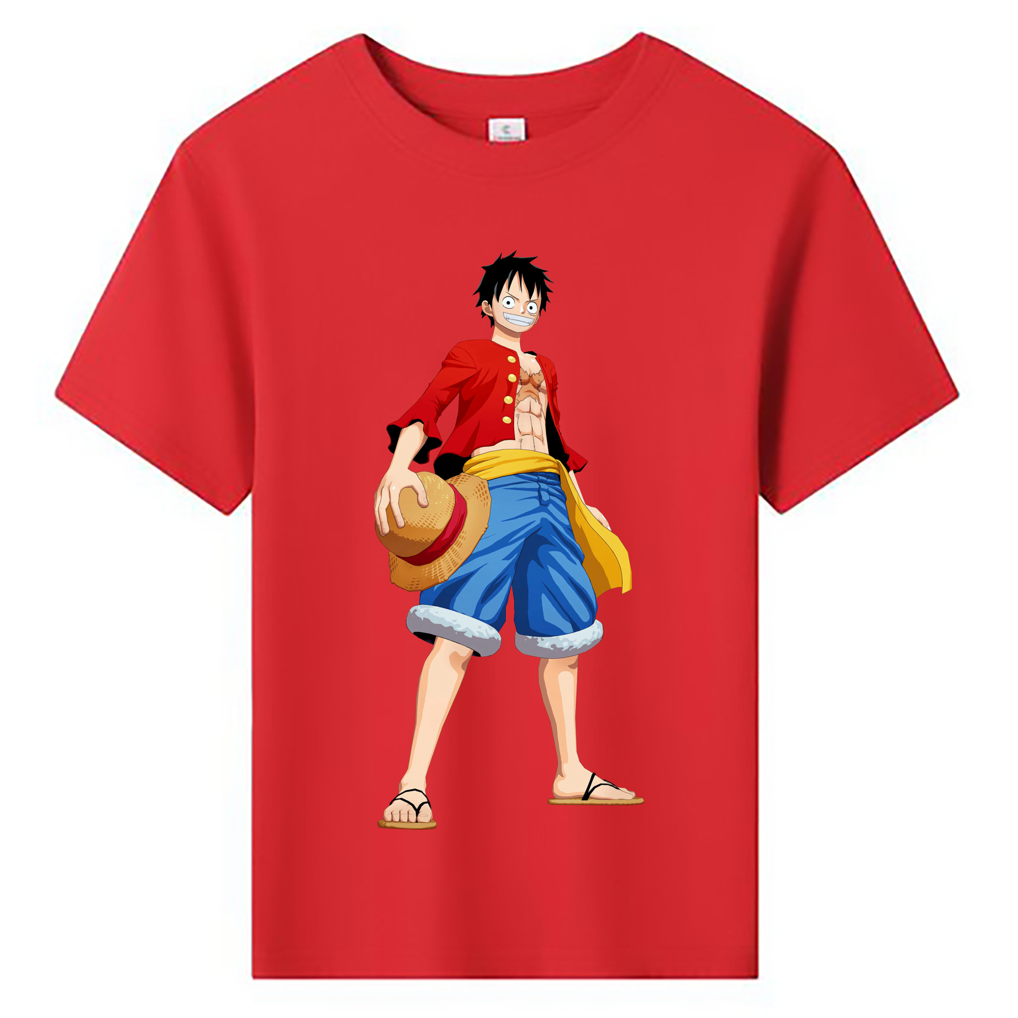 ワンピース モンキー・D・ルフィ ONE PIECE Monkey D. Luffy 綿100％キッズTシャツ（フロントプリント）