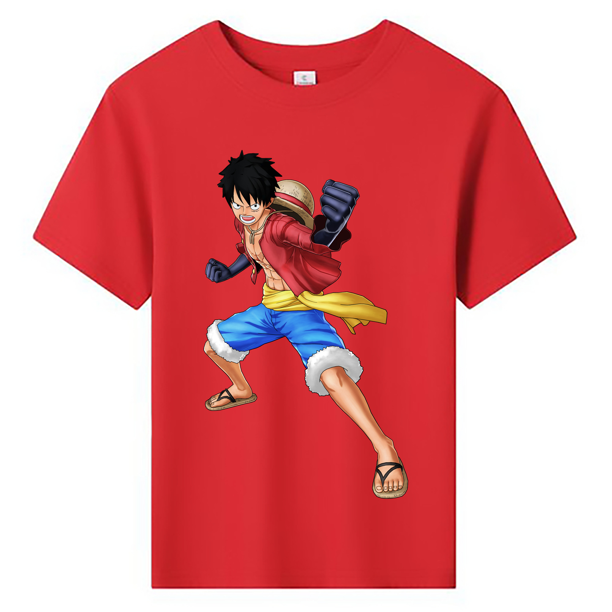 ワンピース モンキー・D・ルフィ ONE PIECE Monkey D. Luffy 綿100％キッズTシャツ（フロントプリント）
