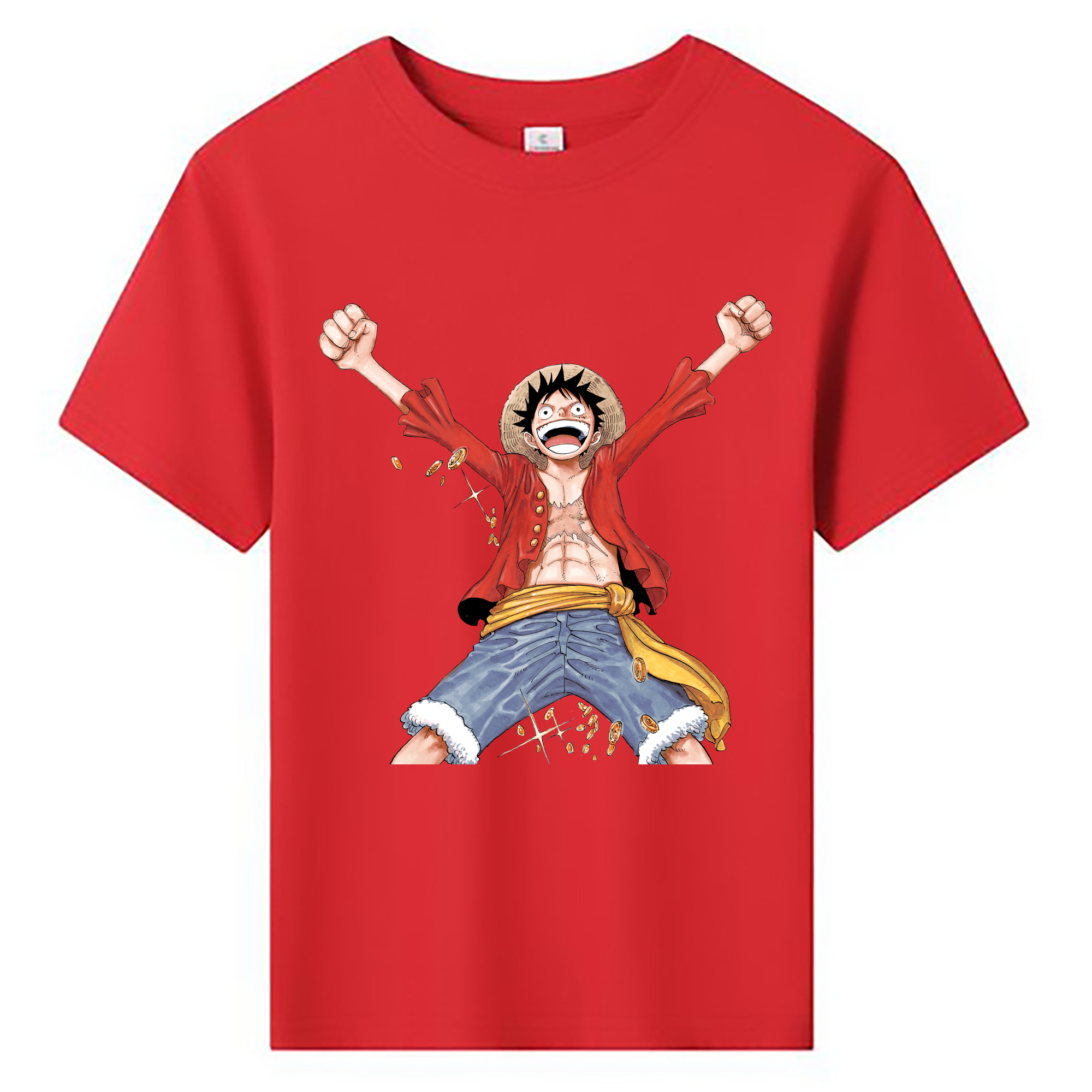 ワンピース モンキー・D・ルフィ ONE PIECE Monkey D. Luffy 綿100％キッズTシャツ（フロントプリント）