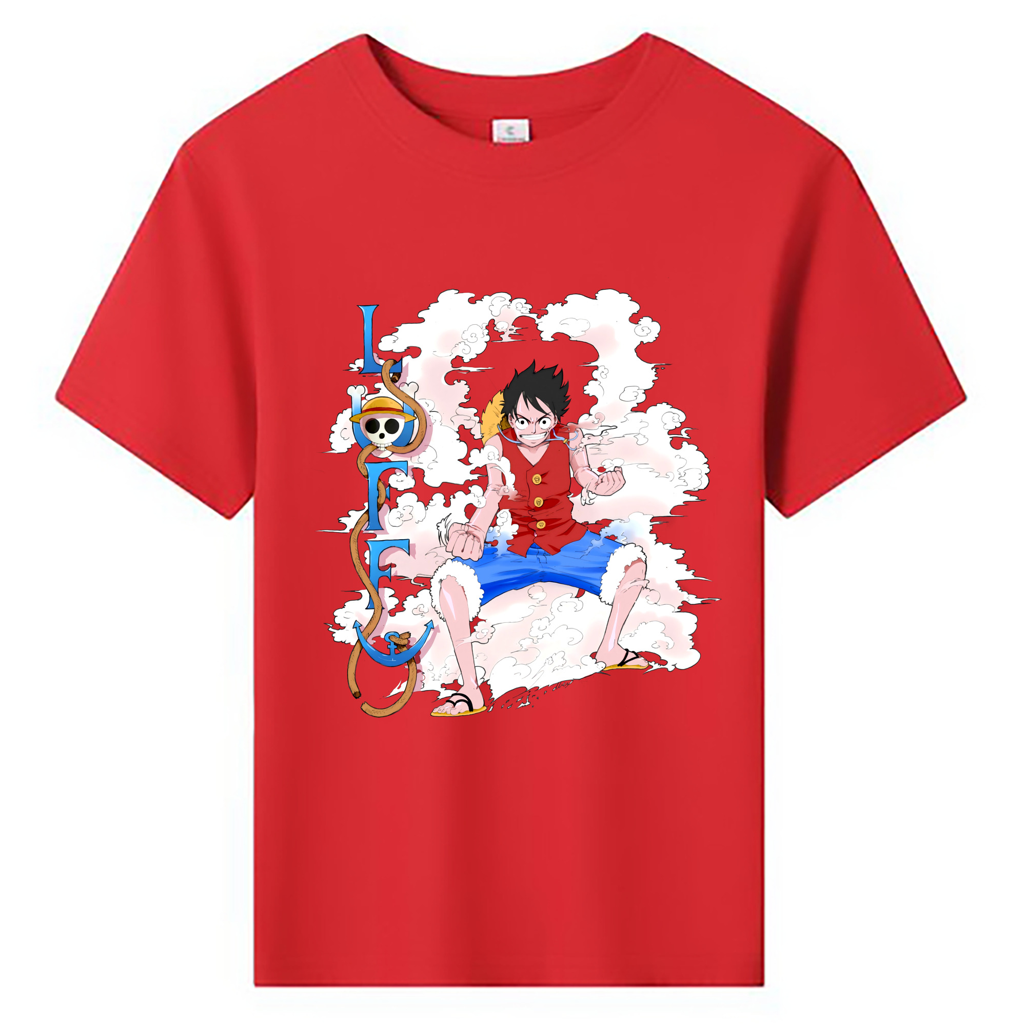 ワンピース モンキー・D・ルフィ ONE PIECE Monkey D. Luffy 綿100％キッズTシャツ（フロントプリント）