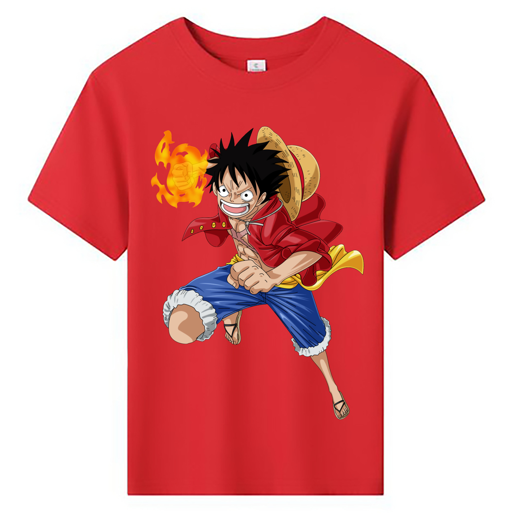ワンピース モンキー・D・ルフィ ONE PIECE Monkey D. Luffy 綿100％キッズTシャツ（フロントプリント）