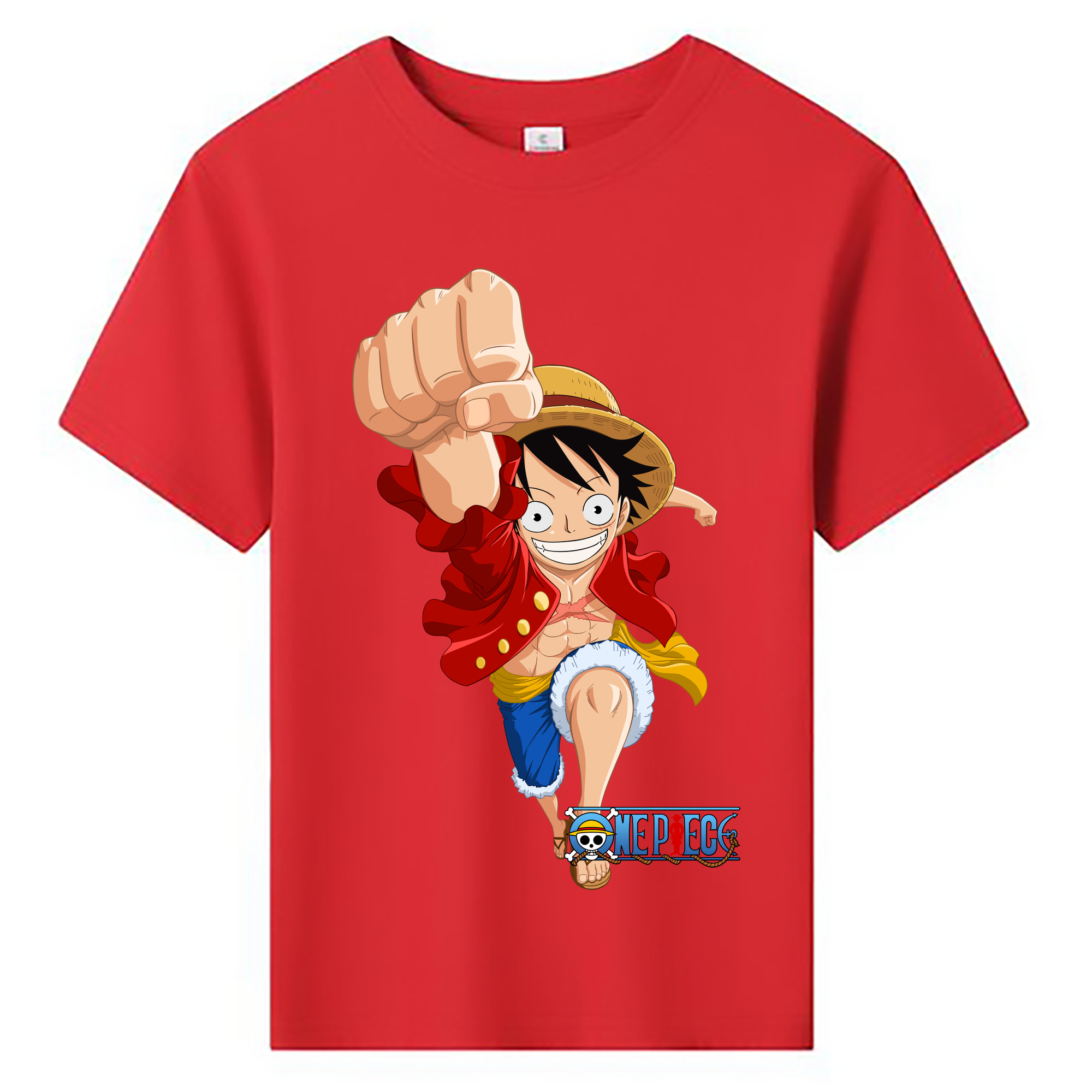 ワンピース モンキー・D・ルフィ ONE PIECE Monkey D. Luffy 綿100％キッズTシャツ（フロントプリント）