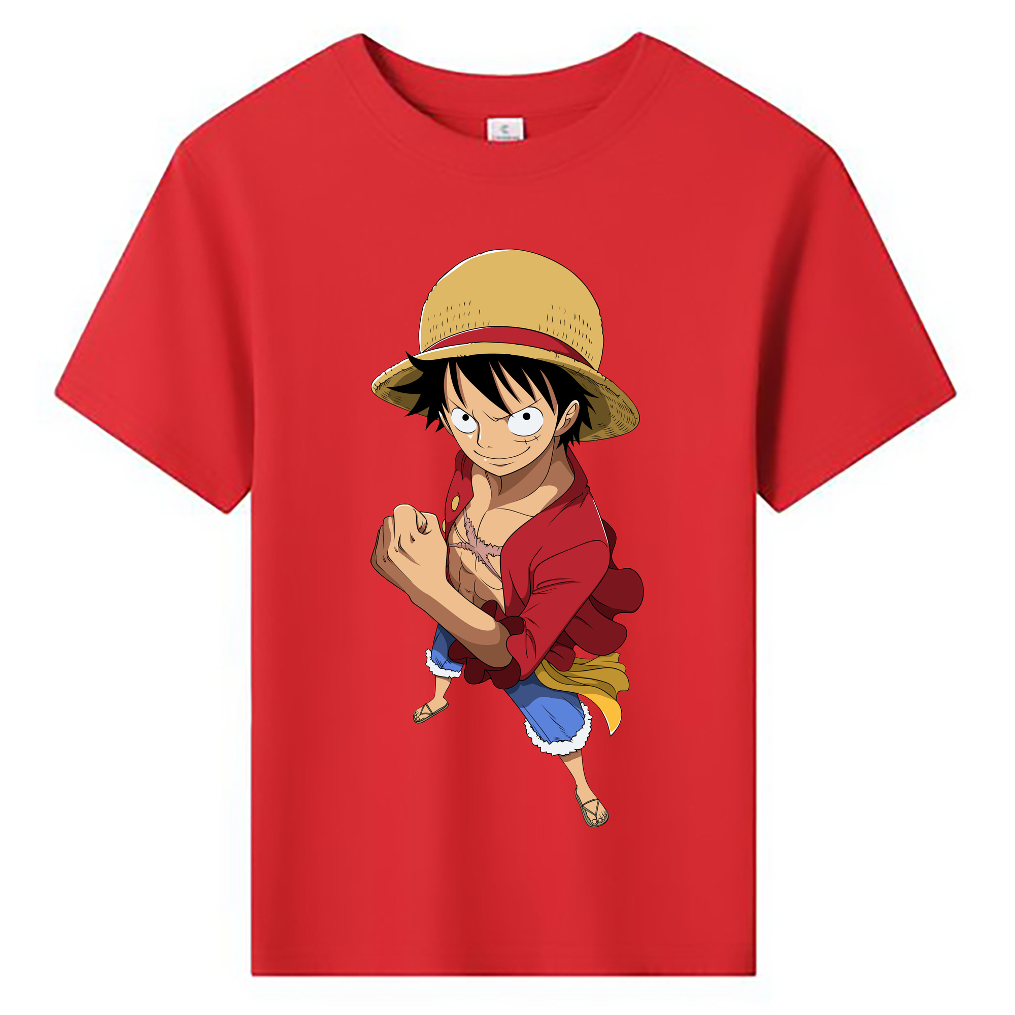 ワンピース モンキー・D・ルフィ ONE PIECE Monkey D. Luffy 綿100％キッズTシャツ（フロントプリント）