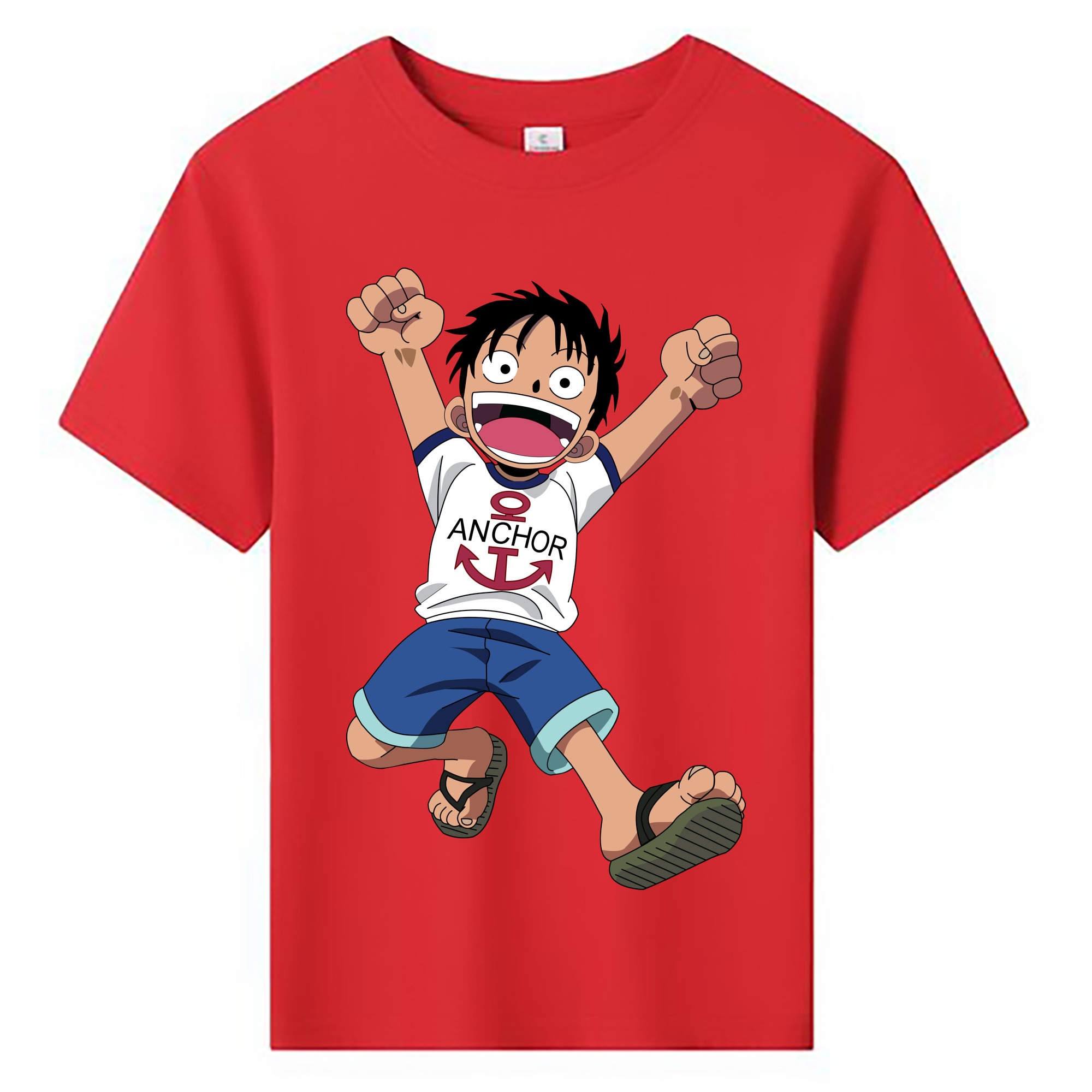 ワンピース モンキー・D・ルフィ ONE PIECE Monkey D. Luffy 綿100％キッズTシャツ（フロントプリント）